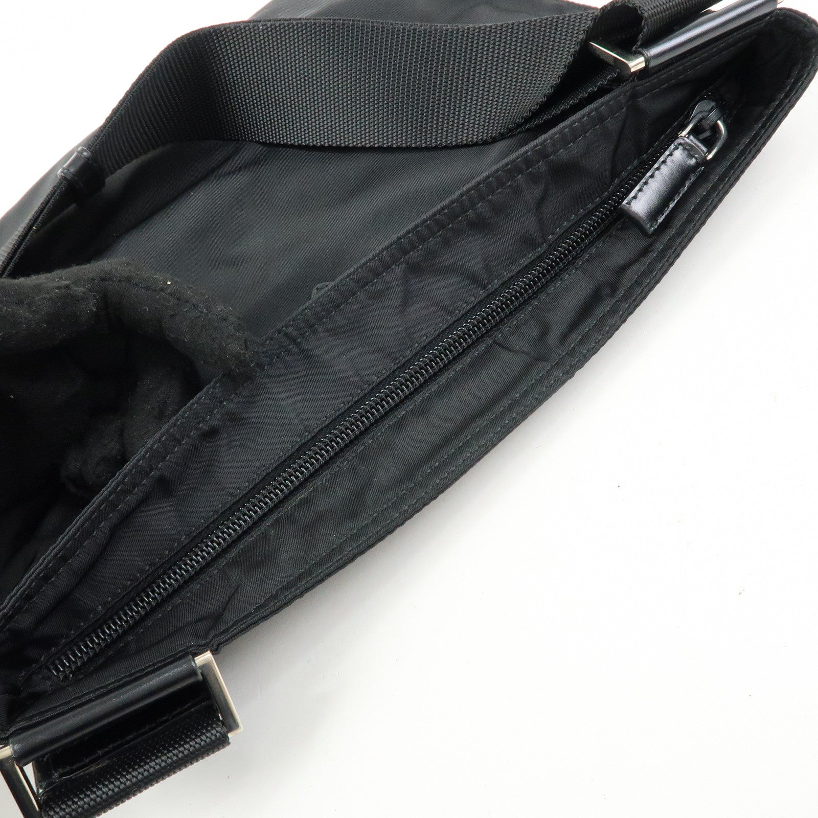 PRADA Triangle Logo Nylon Leather Shoulder Bag Crossbody Bag 2VH118