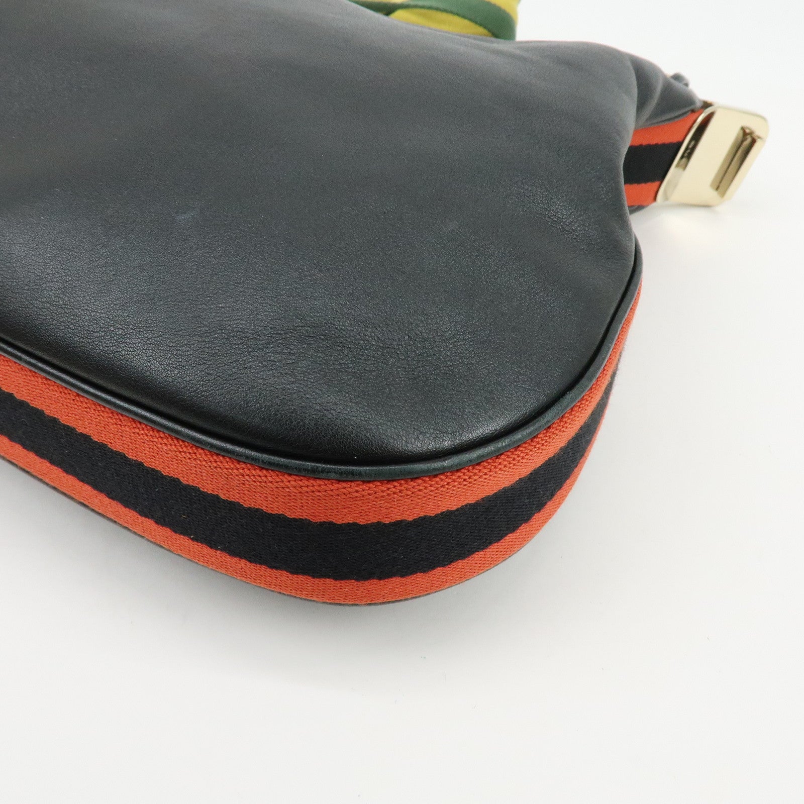 GUCCI Attache Leather Shoulder Bag Crossbody Bag Black 702823