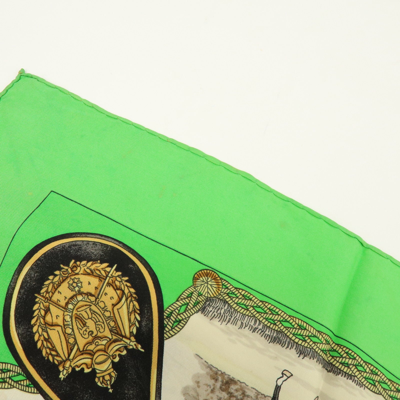 HERMES Carre 90 Silk 100% Scarf GRANDS ATTELAGES Green Pink Gold