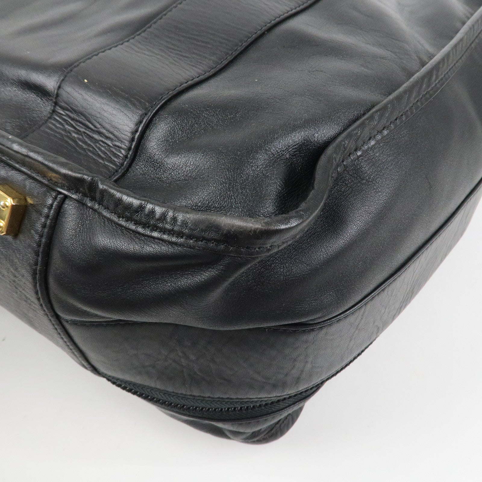 LOEWE Anagram Leather Boston Bag Hand Bag Travel Bag Black