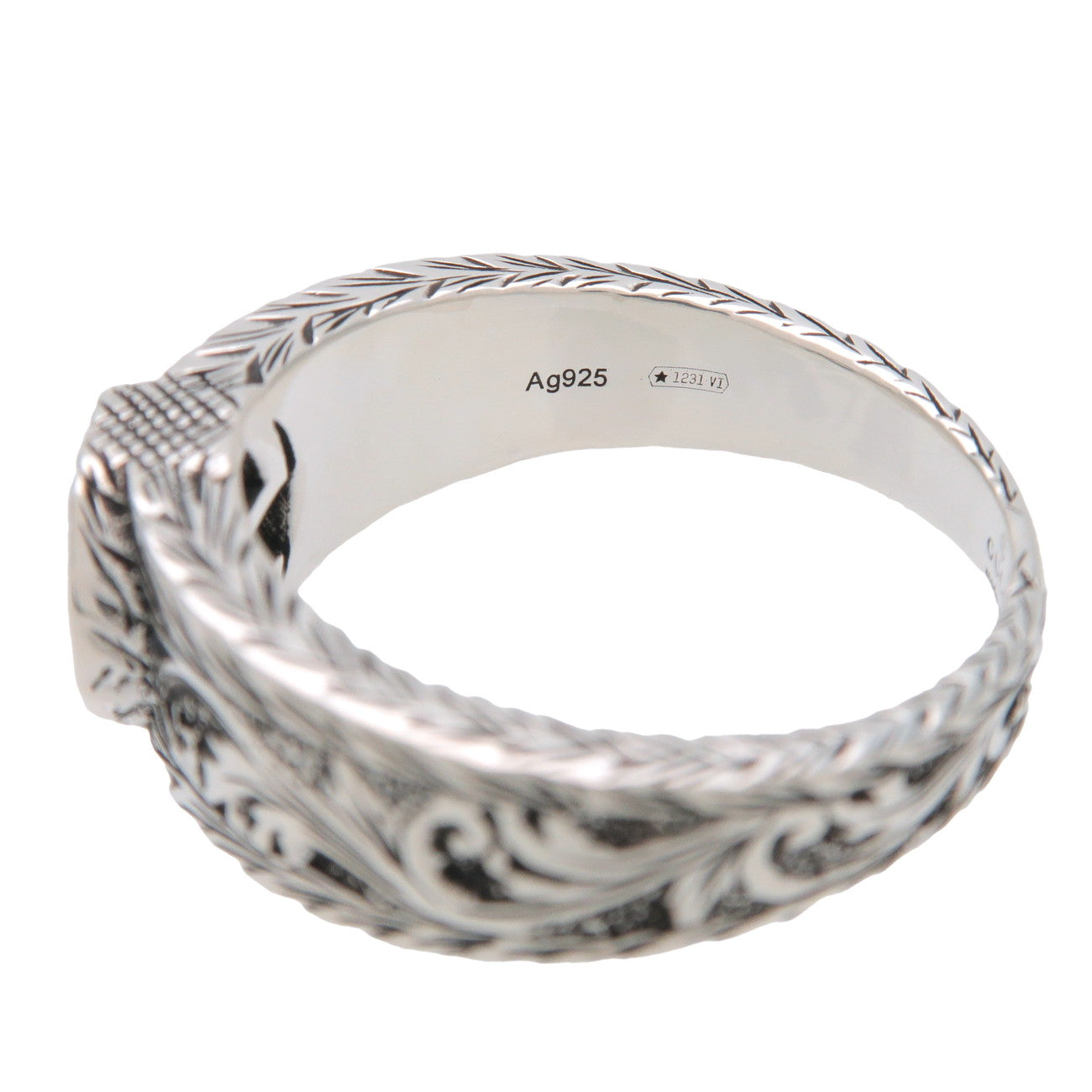 GUCCI Interlocking G Arabesque Ring SV925 Silver #17 US8 EU57