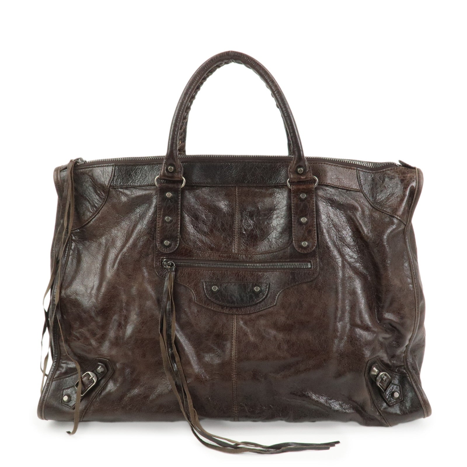 BALENCIAGA The Work Leather Tote bag Hand Bag Dark Brown 156541