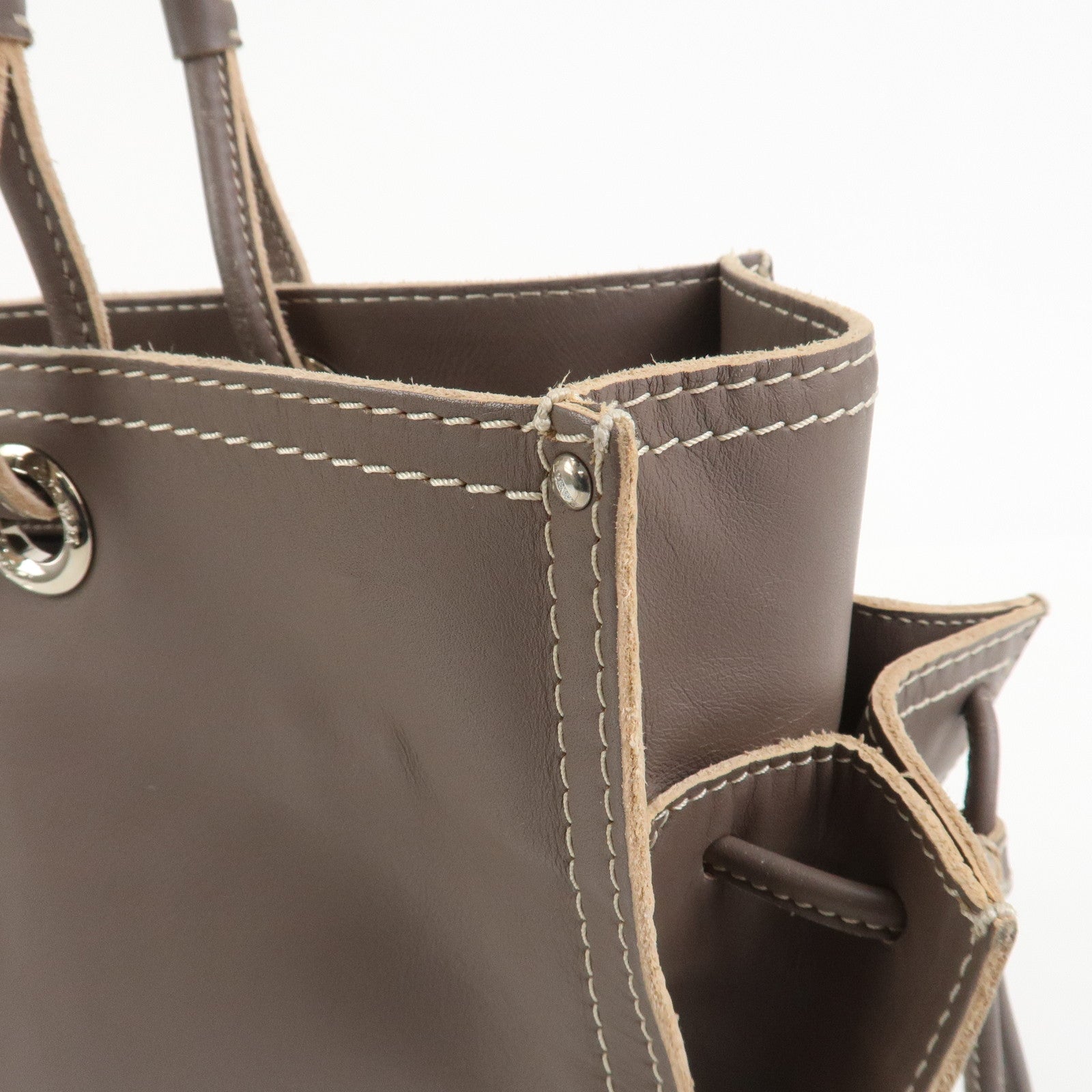 LOEWE Anagram Logo Leather Shopper Tote Bag Shoulder bag Brown