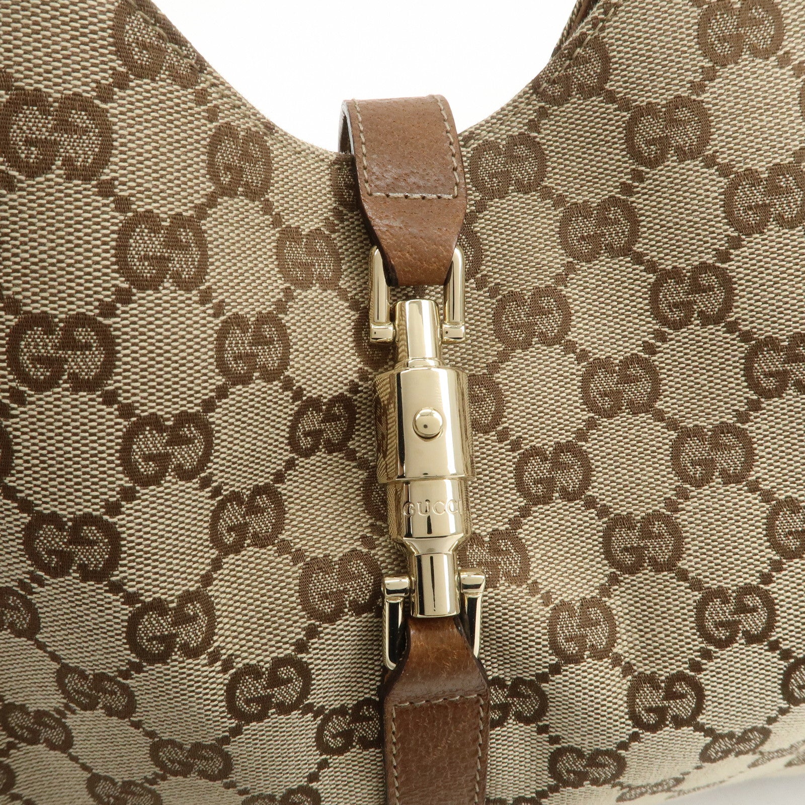 GUCCI New Jackie GG Monogram Canvas Leather Shoulder Bag 124404