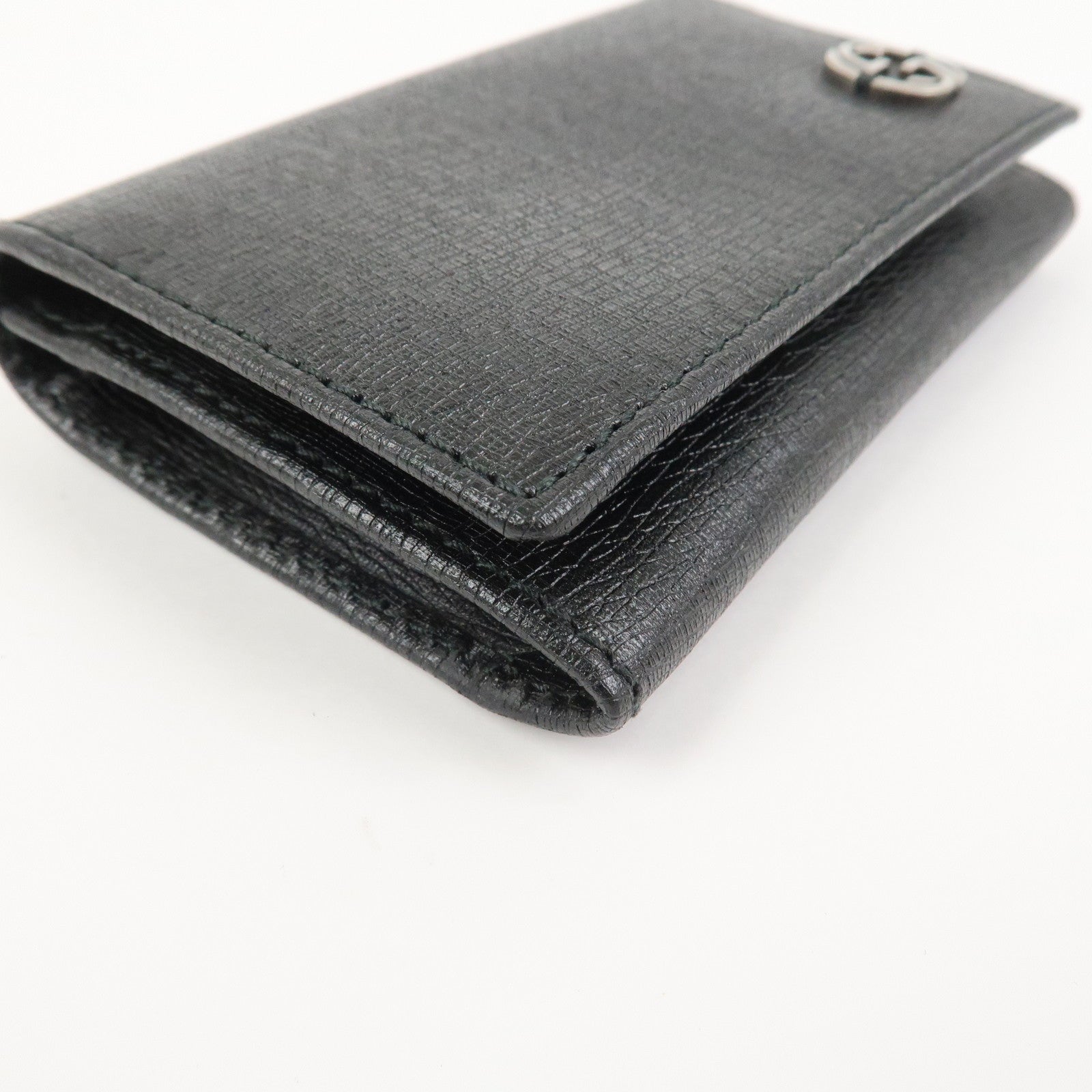 GUCCI Interlocking G Leather Card Case Black 306717
