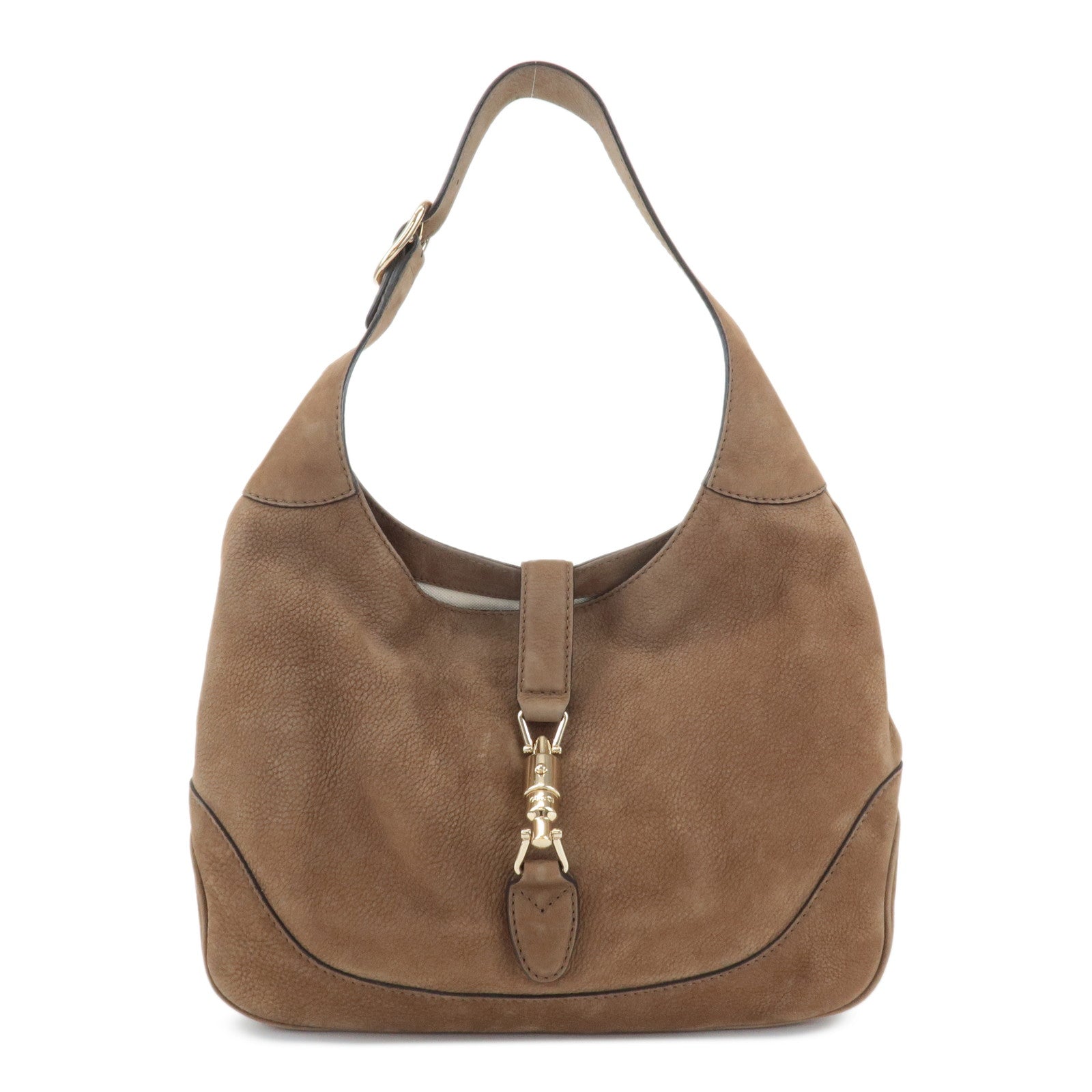 GUCCI New Jackie Leather Shoulder Bag Hand Bag Brown 277520 Used