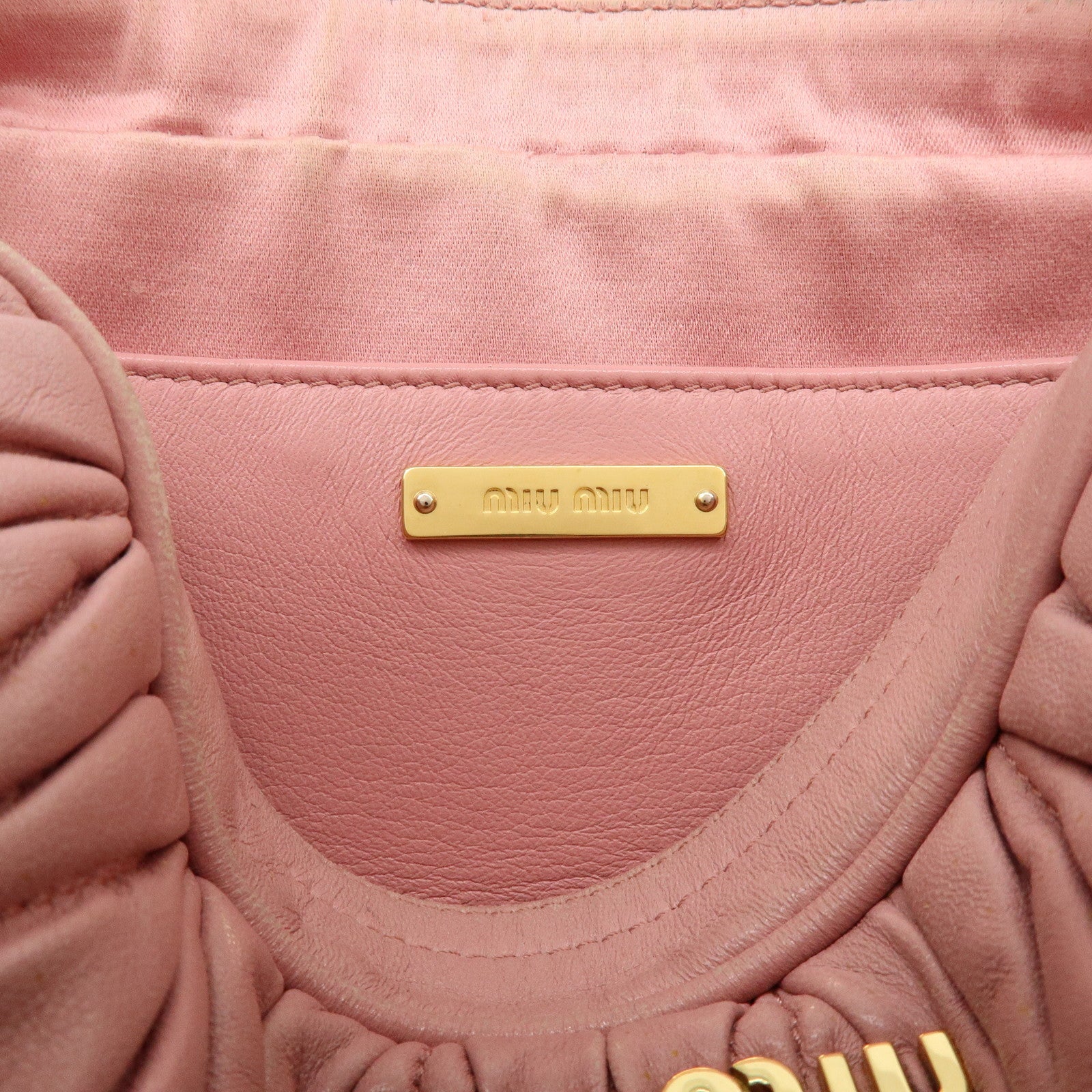 MIU MIU Matelasse Leather Chain Shoulder Bag Pink