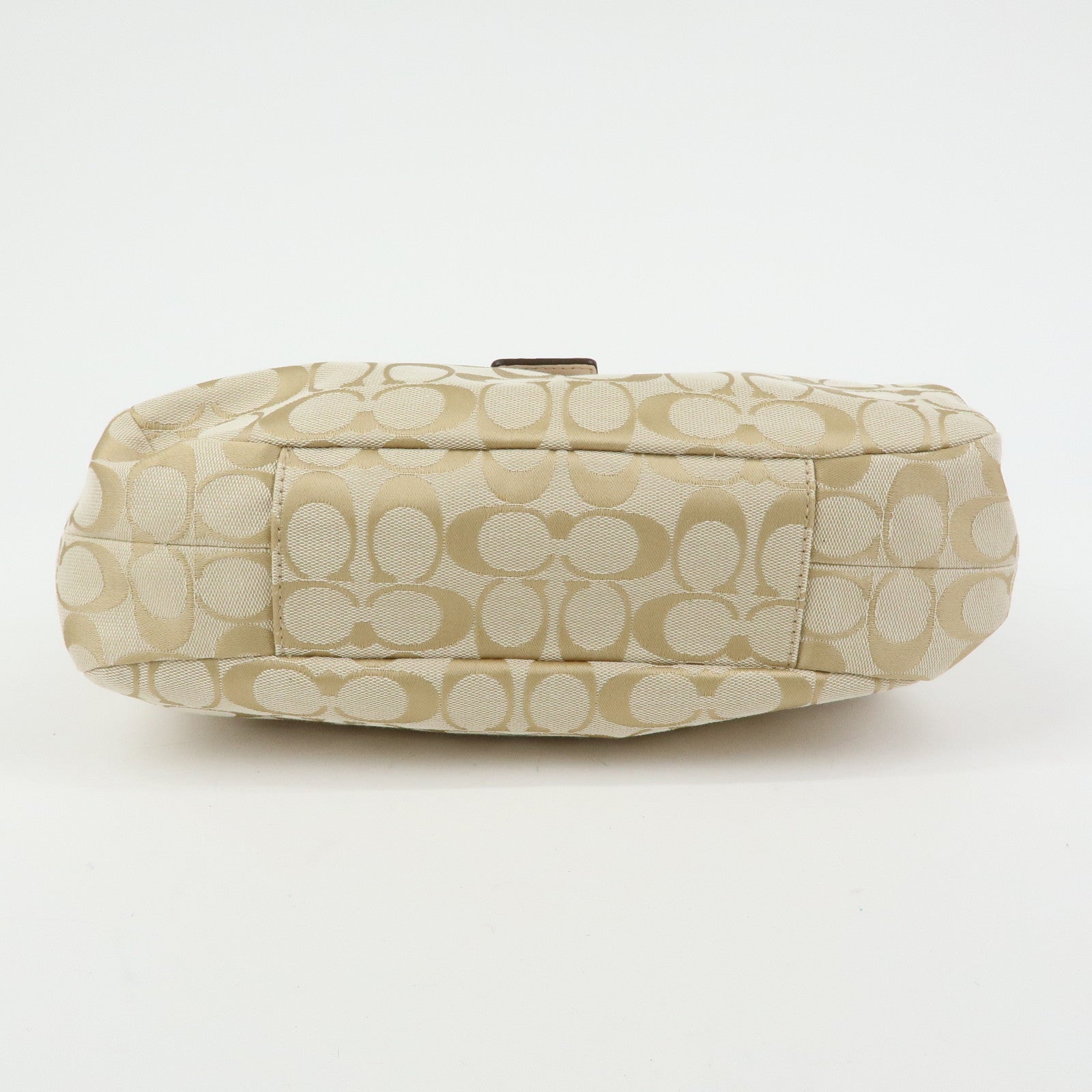 COACH Signature Canvas Patent Leather Hand Bag Beige