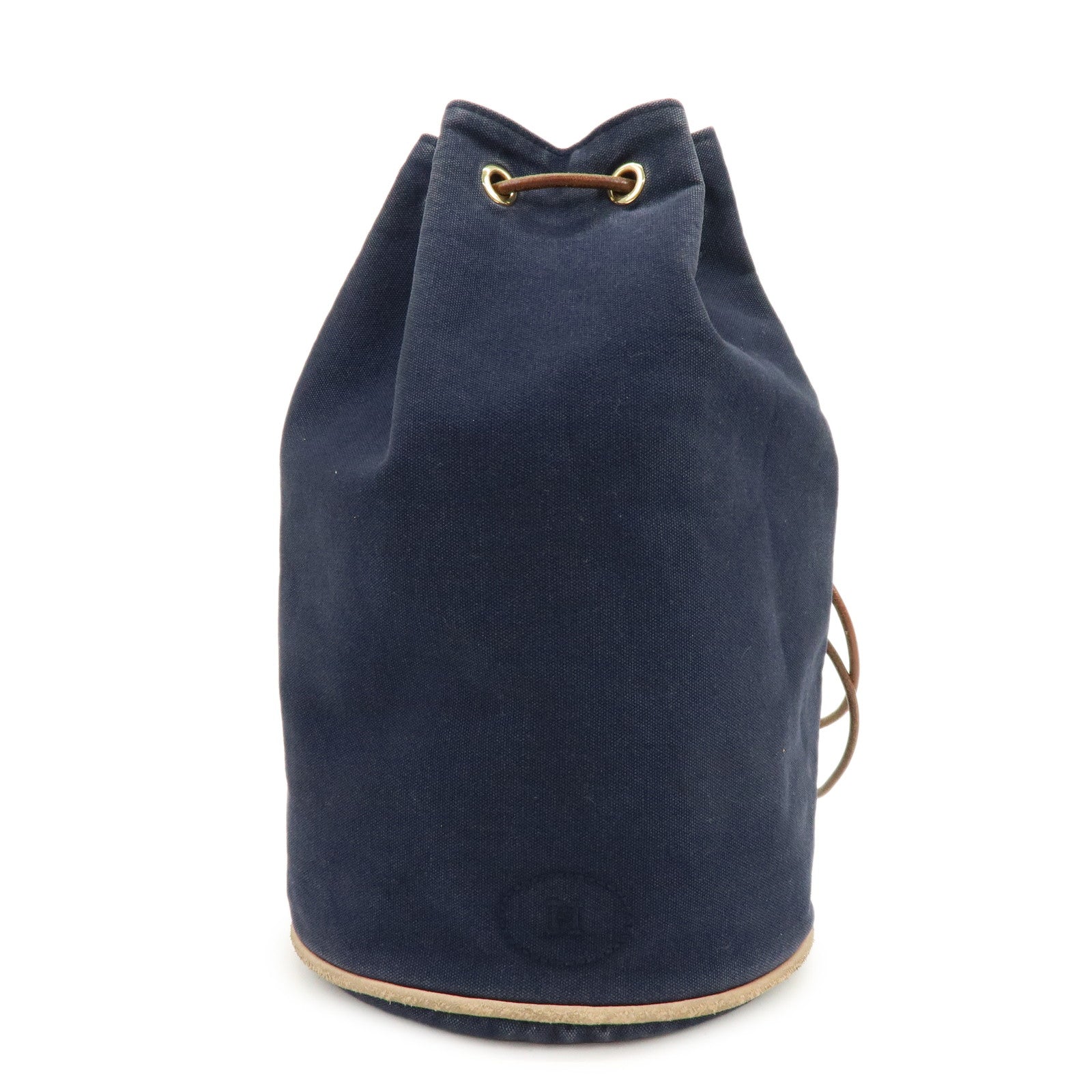 HERMES Canvas Leather Porochon Mimil PM Drawstring Shoulder Bag