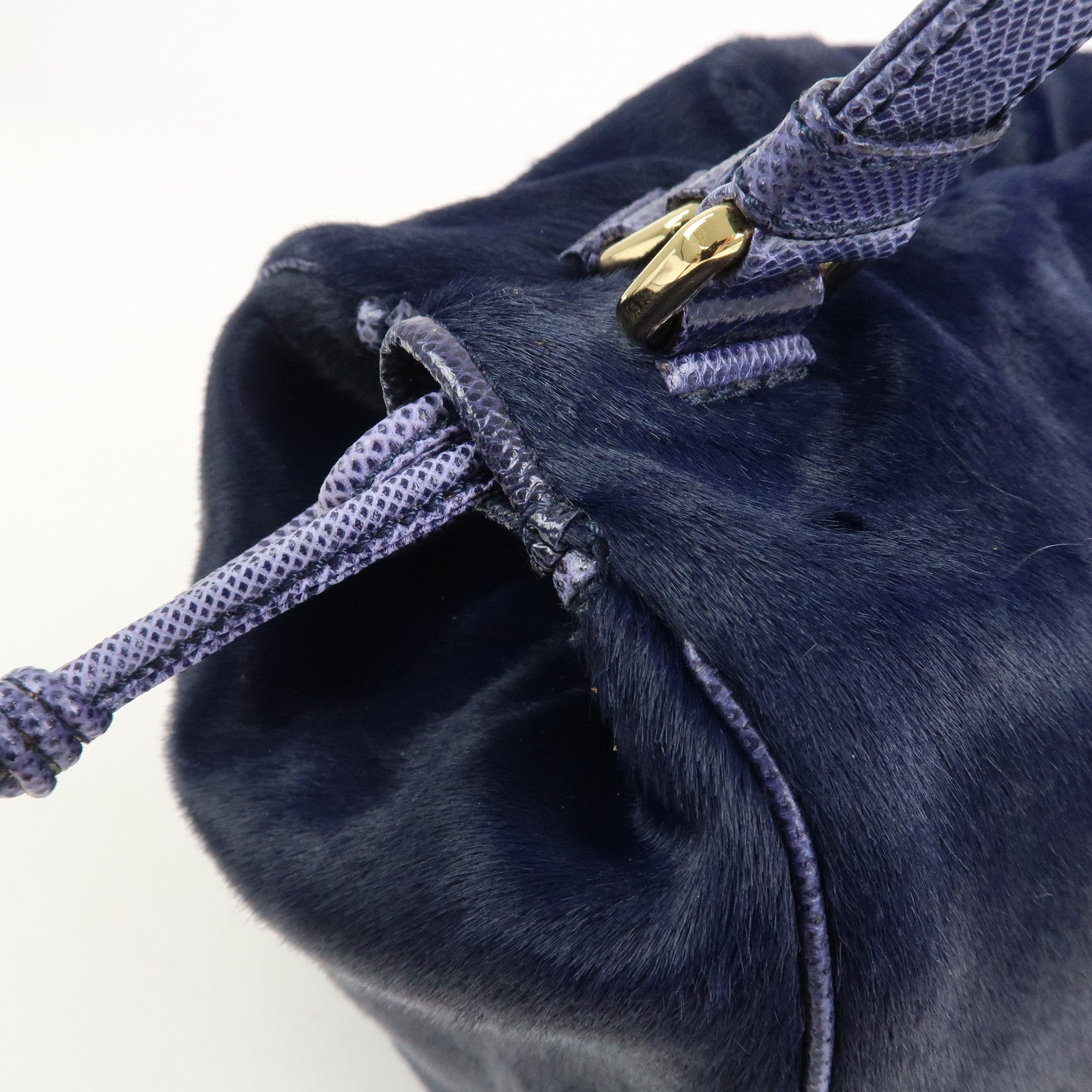 LOEWE Logo Unborn Calf Leather Hand Bag Charm Shoulder Bag Navy