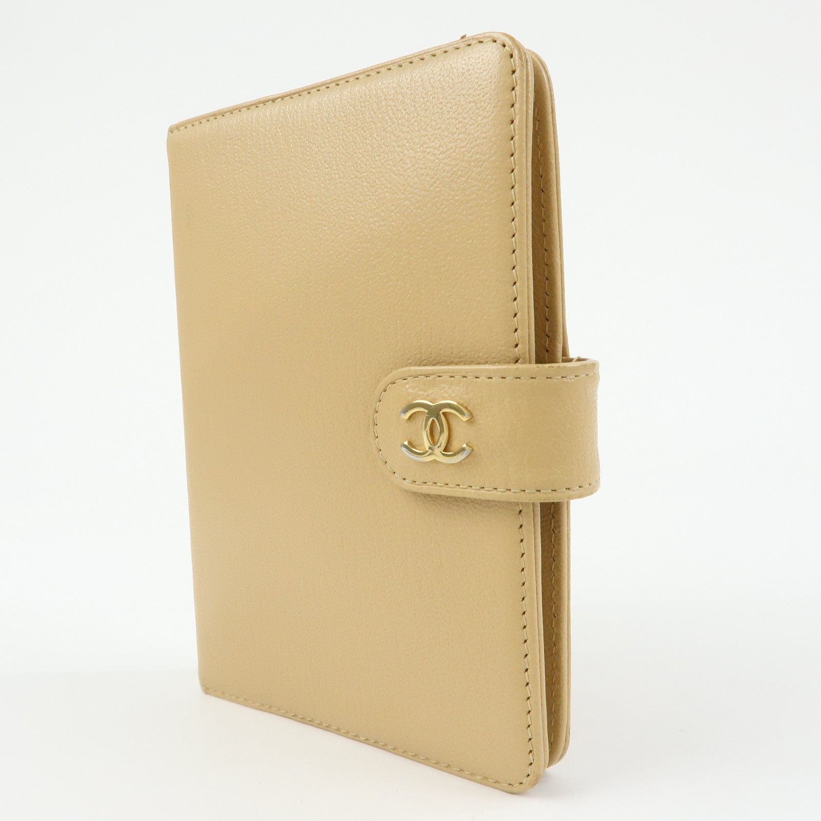 CHANEL COCO Mark Calf Skin Agenda Cover Planner Cover Beige