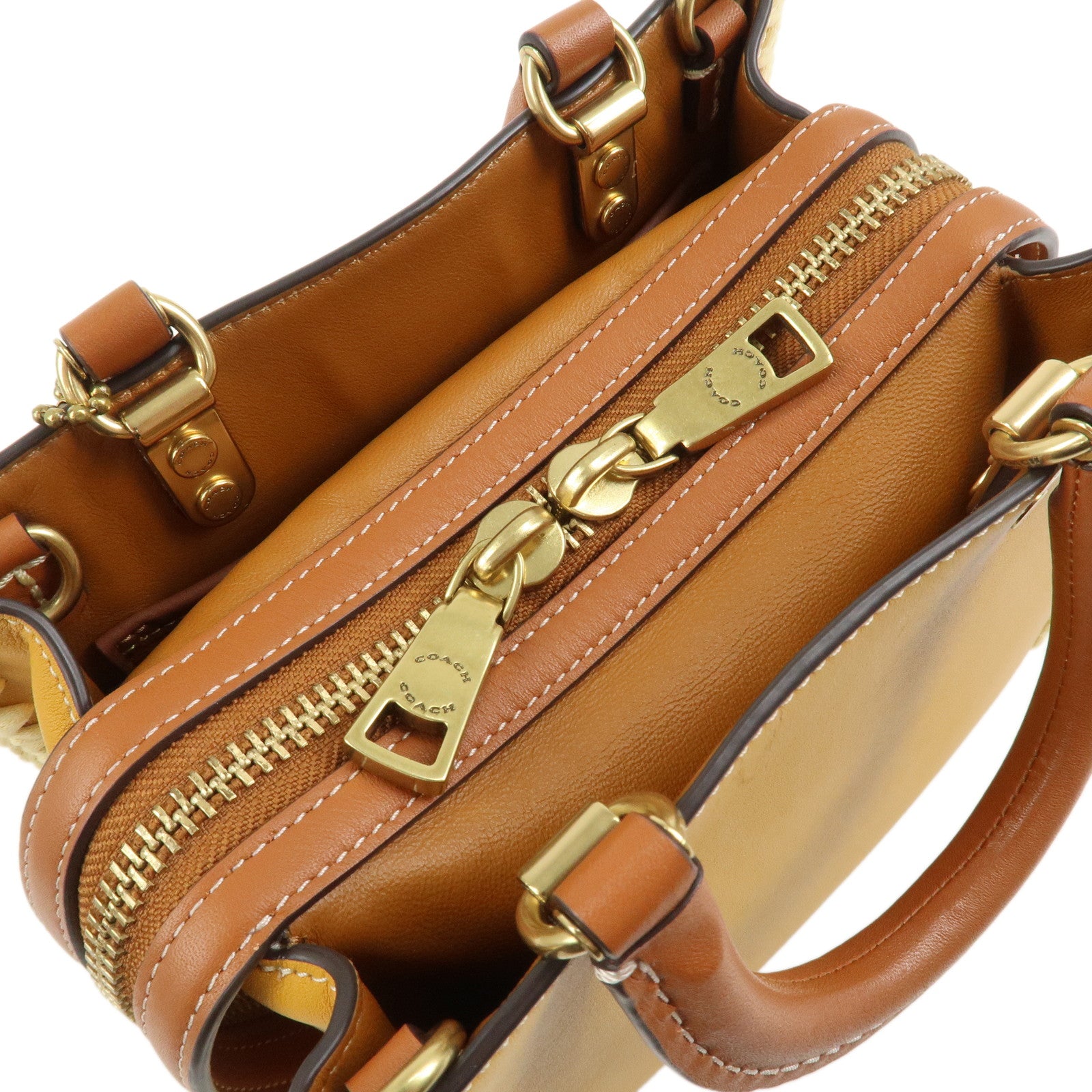 COACH Leather Rogue 2Way Bag 2023 Summer Collection Mustard Brown