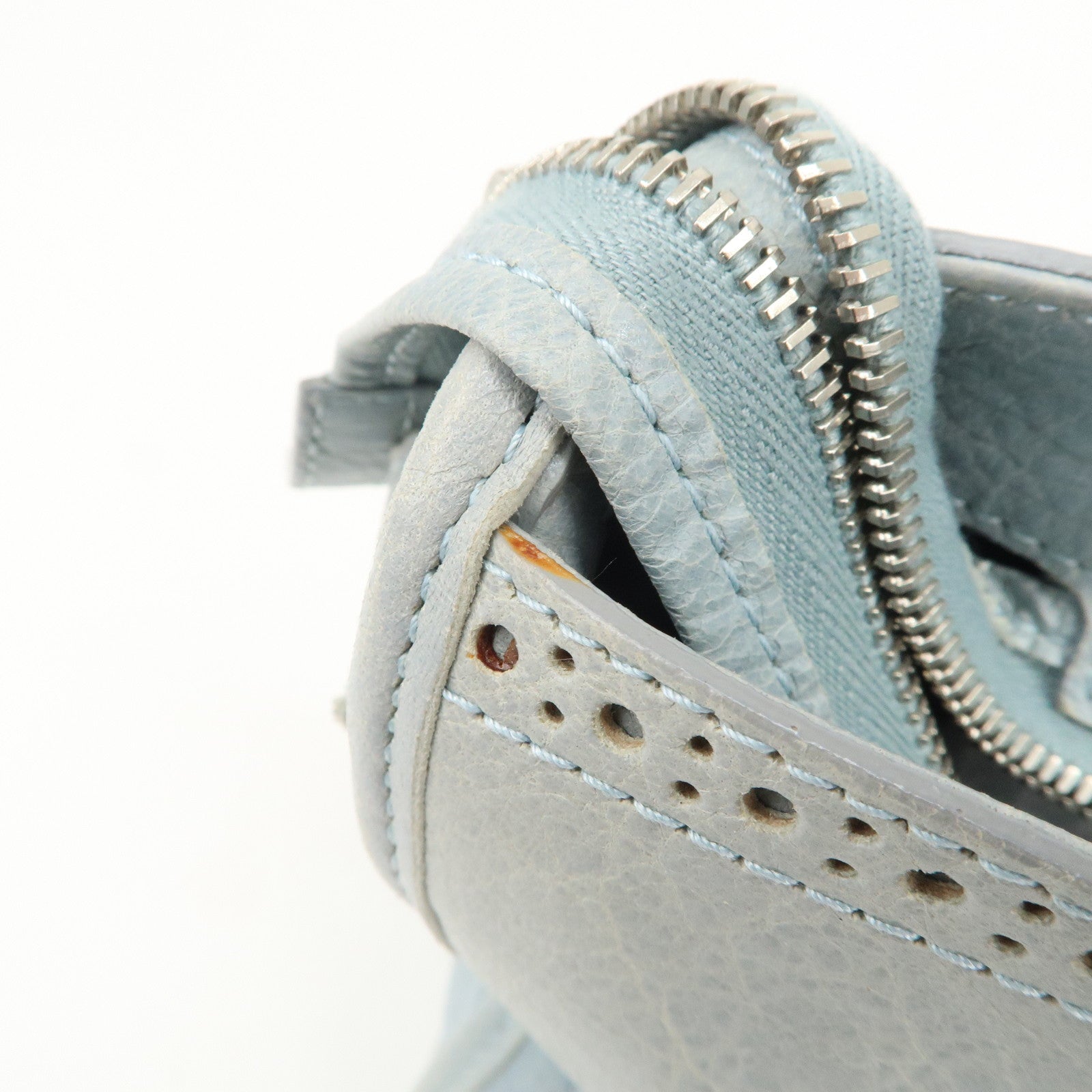 BALENCIAGA Giant City Leather 2Way Shoulder Bag Light Blue 258044