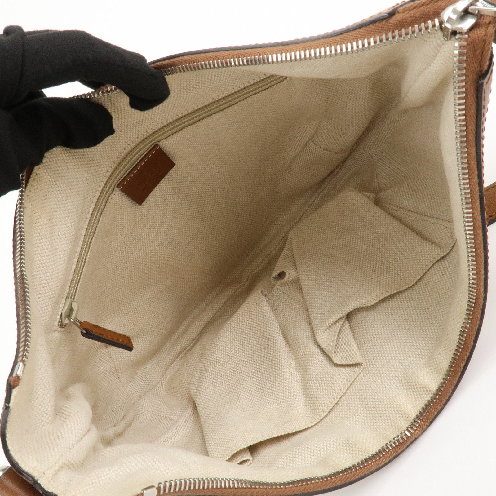 GUCCI Sherry GG Canvas Leather Shoulder Bag Beige Brown 353399