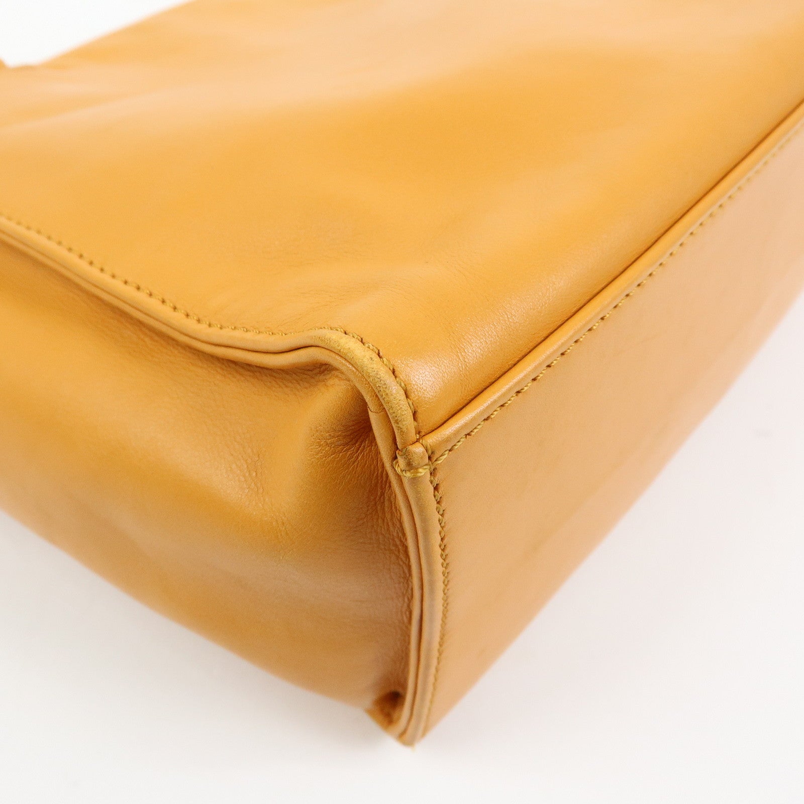 CHANEL COCO Mark Leather Tote Bag Shoulder Bag Orange