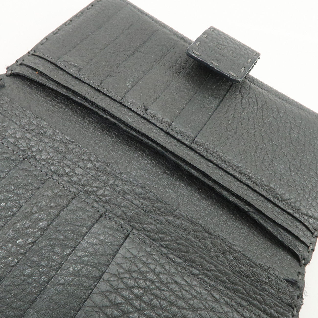 FENDI Selleria Leather Peekaboo Bi-Fold Long Wallet Gray 8M0308