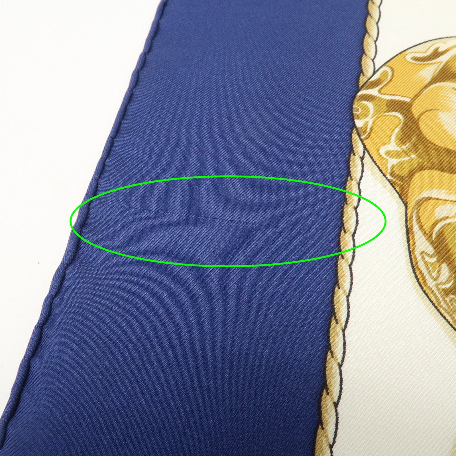 HERMES Carre 90 Silk 100% Scarf Au-dela des cinq mers Navy White