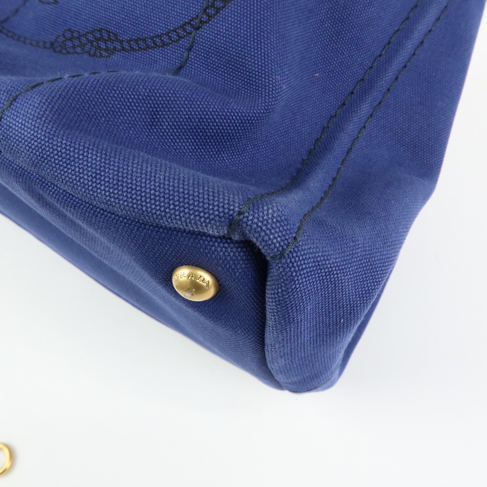 PRADA Triangle Logo Canapa 2Way Tote Bag Hand Bag Blue BN2642