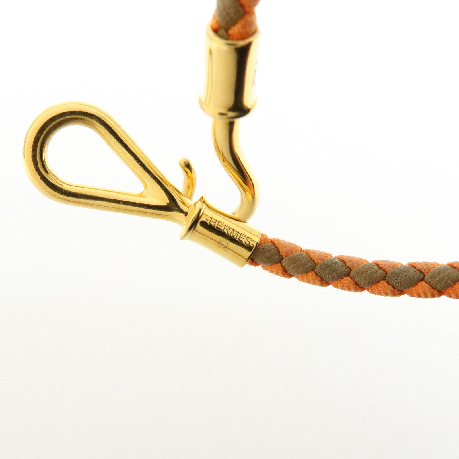 HERMES Leather Jumbo Choker Bracelet Orange Brown