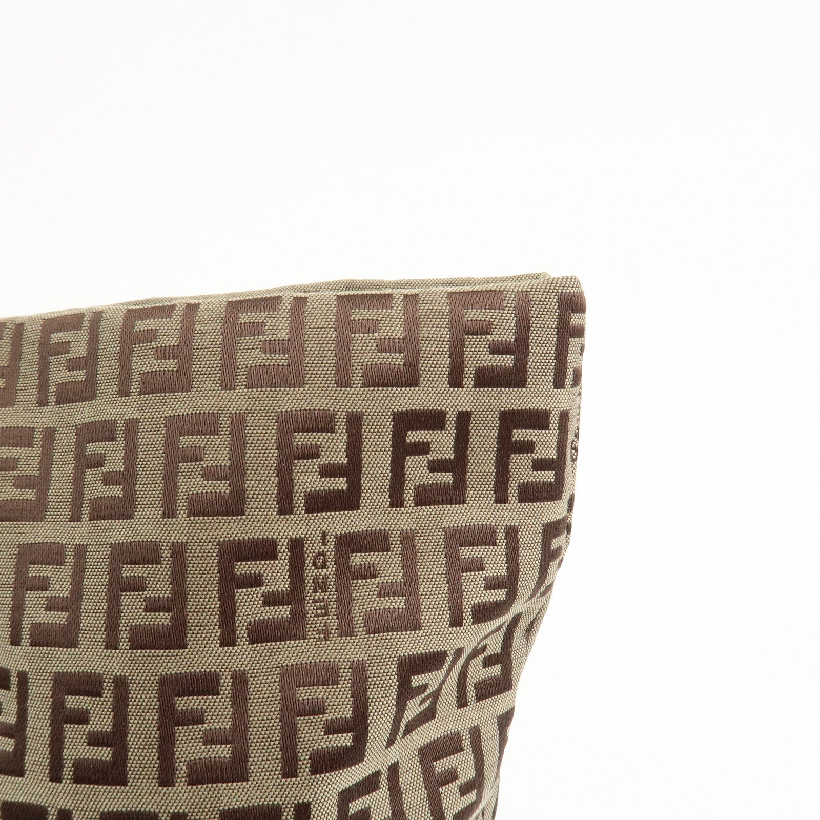 FENDI Zucchino Canvas Leather Tote Bag Shoulder Bag Brown 8BH026