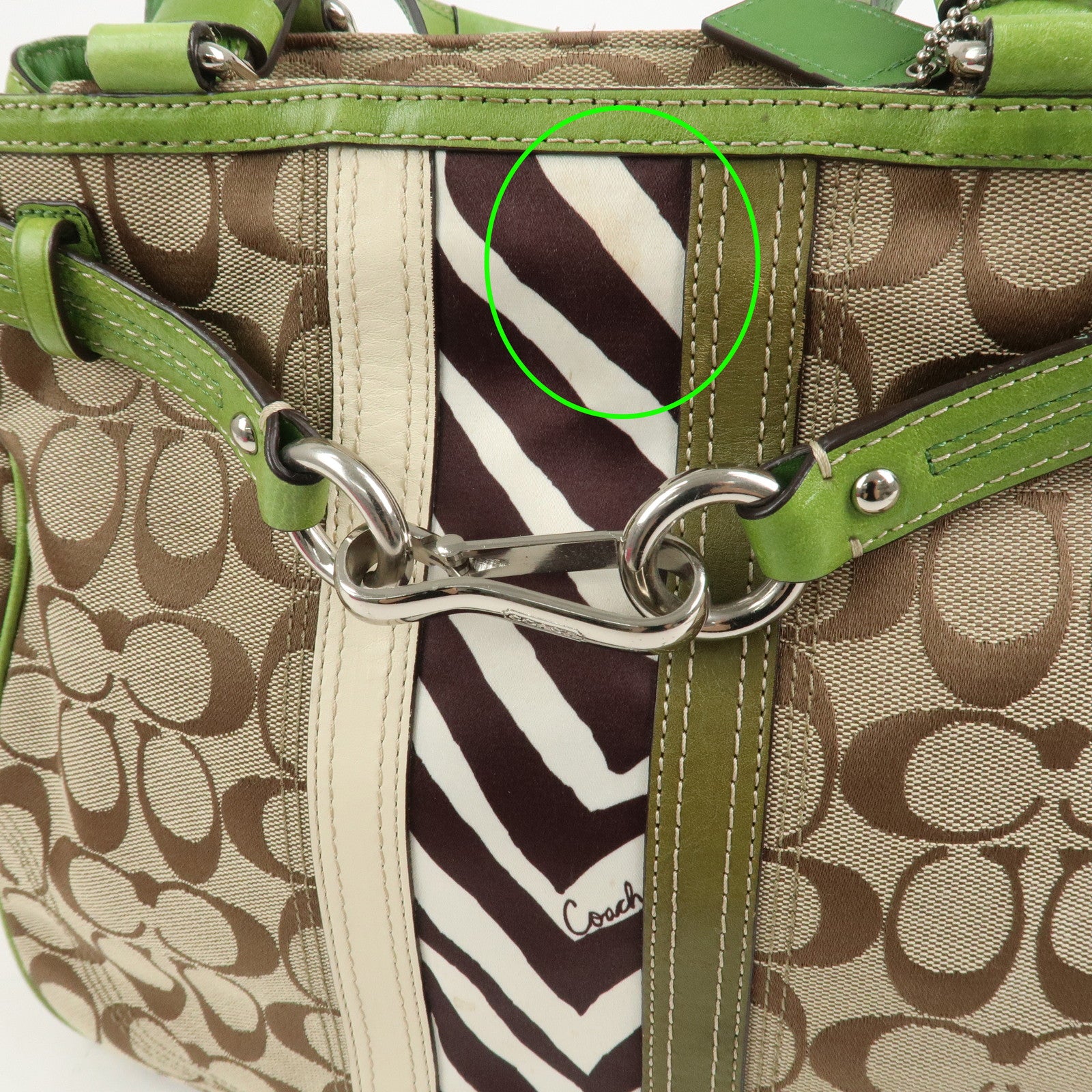 COACH Signature POPPY Set of 2 Canvas Leather Shoulder Hand Bag