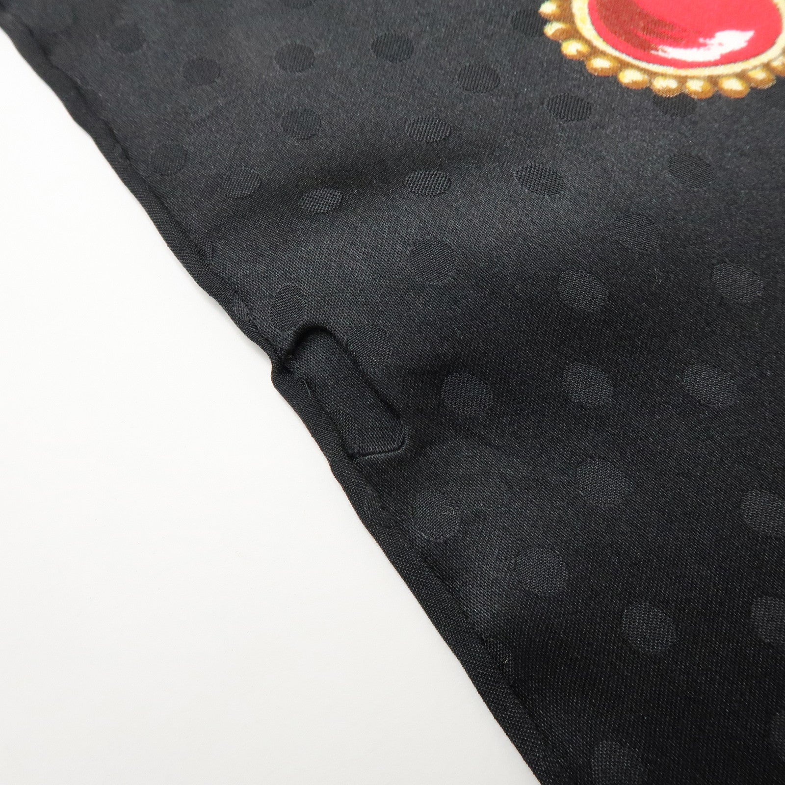 SAINT LAURENT PARIS Silk 100% Scarf Jewelry Poka Dots Black Yellow