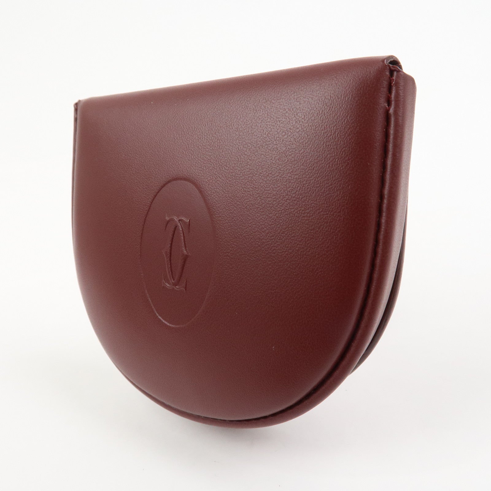 Cartier Must Line Logo Leather Coin Case Coin Purse Bordeaux
