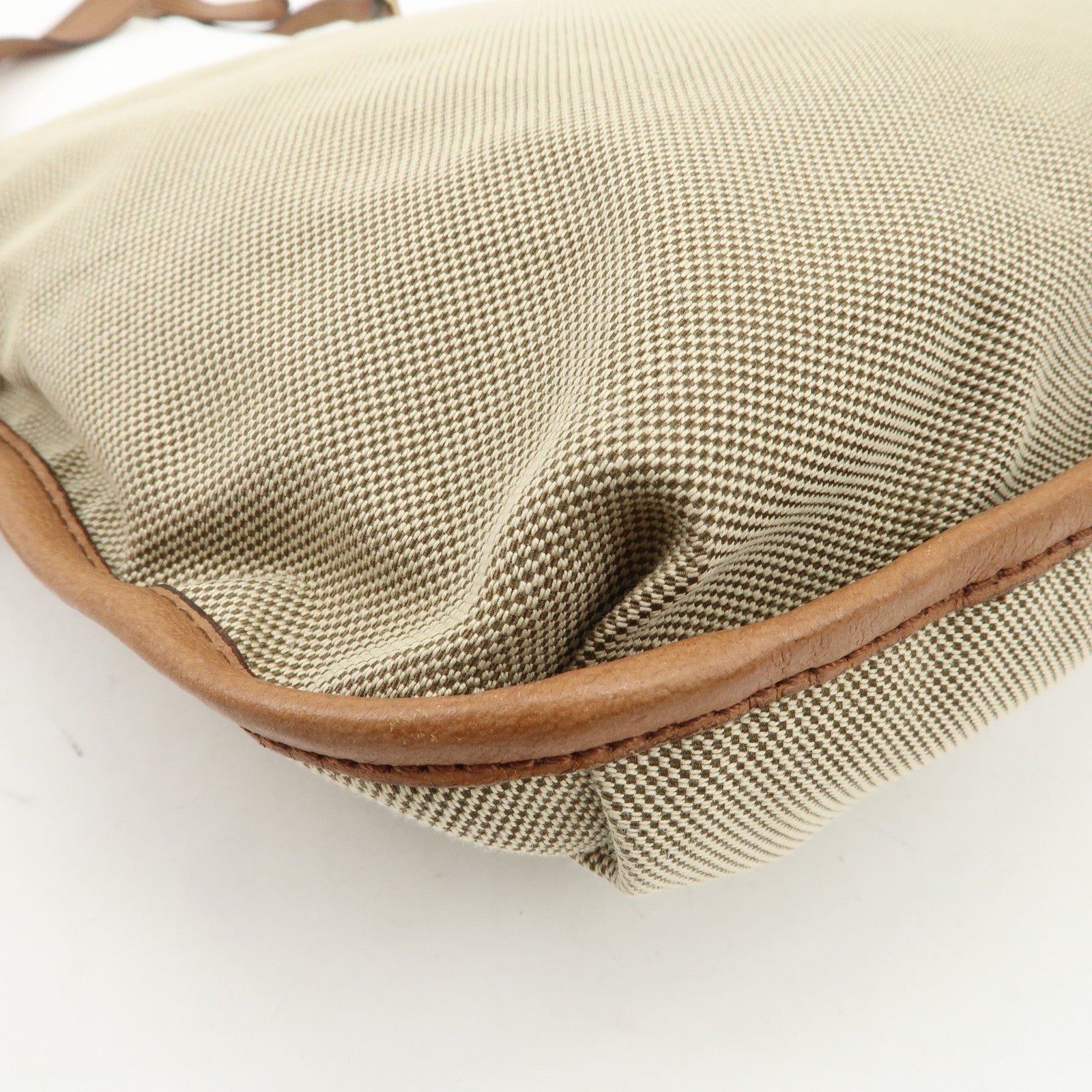 Chloe Leather Canvas Shoulder Bag Crossbody Bag Beige Brown Khaki