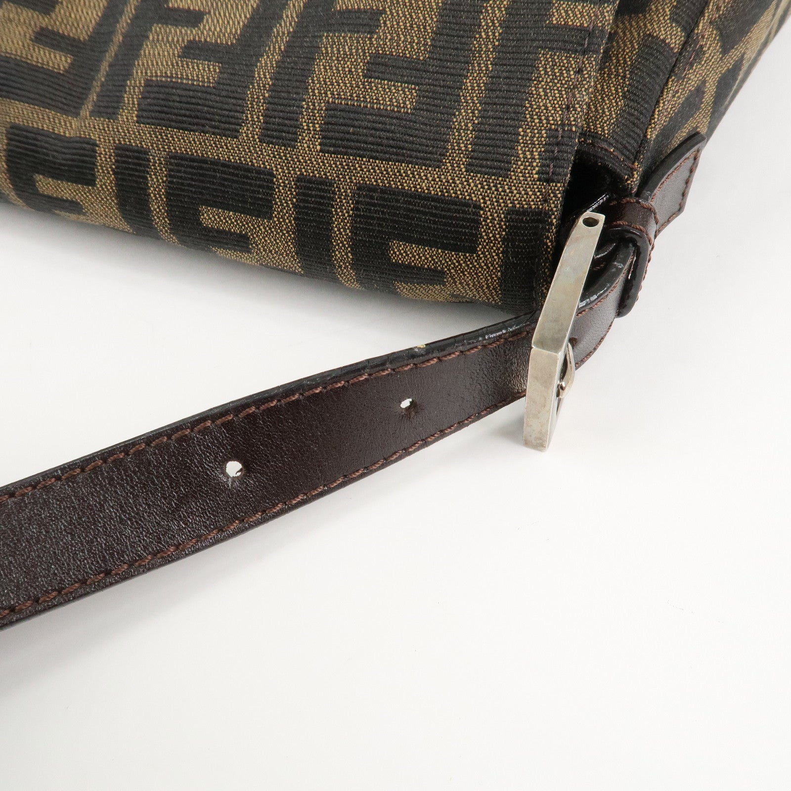 FENDI Mamma Zucca Baguette Canvas Leather Shoulder Bag  26325