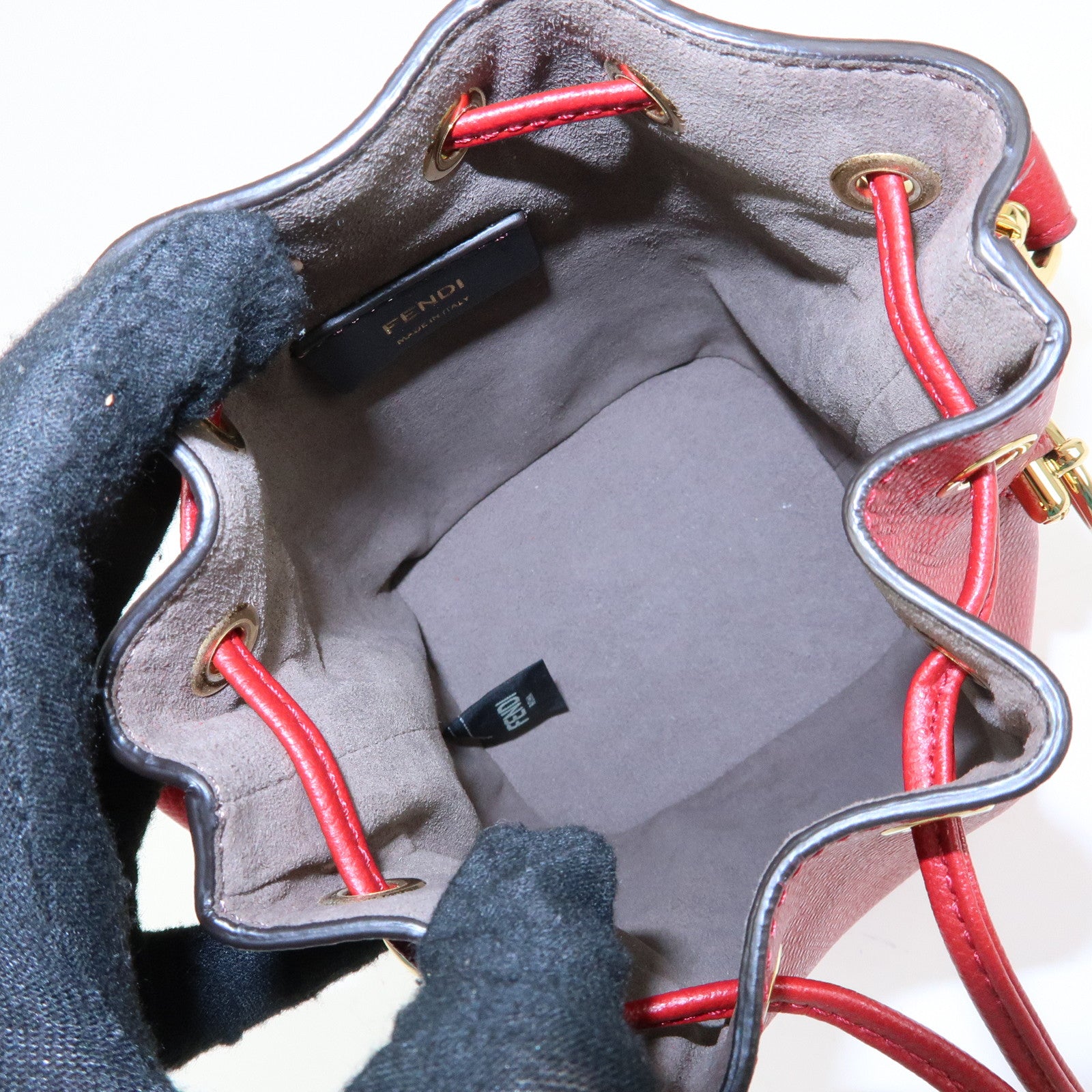 FENDI Mon Tresor Leather 2Way Bag Hand Bag Shoulder Bag Red 8BS010