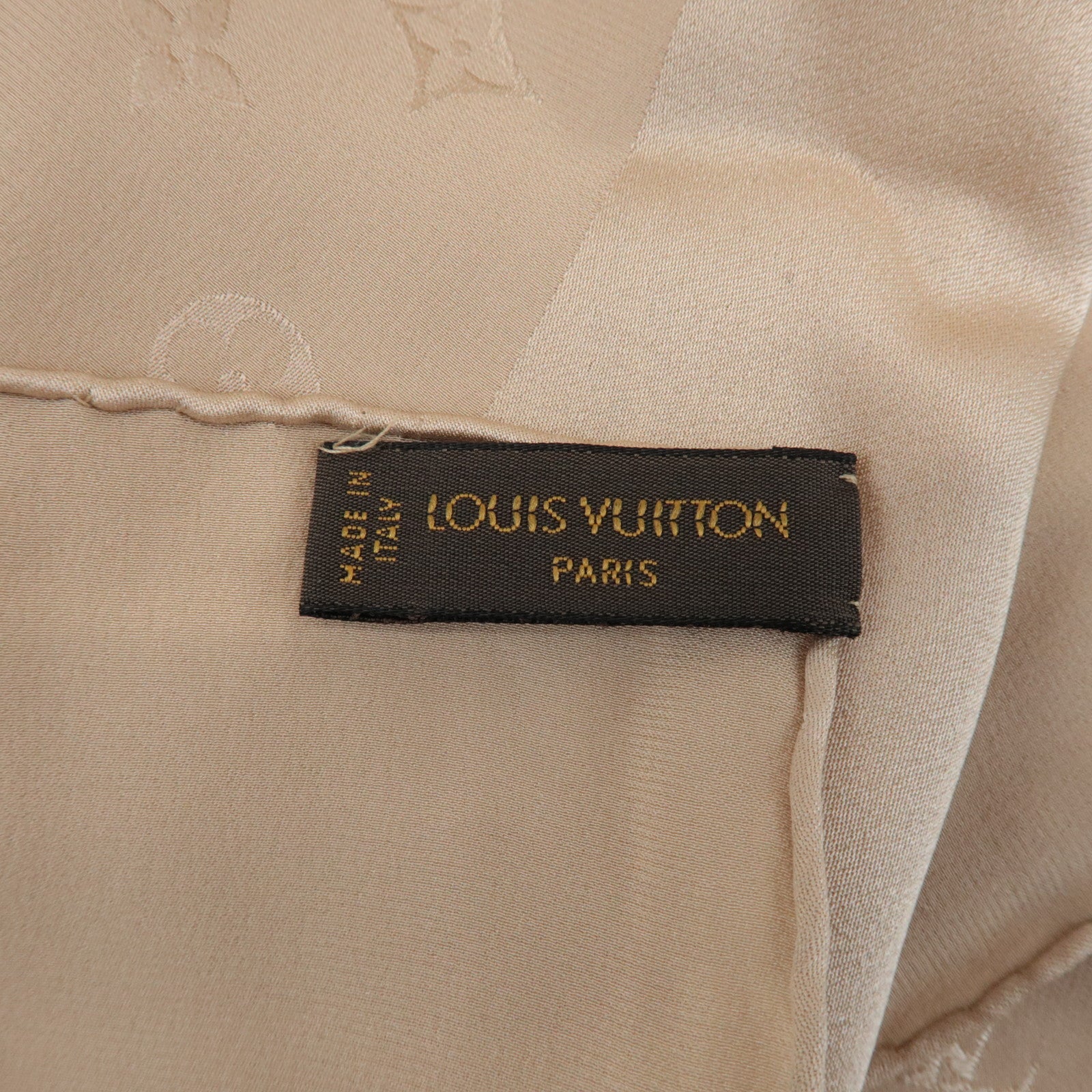 Louis Vuitton Monogram Carré Monaco Silk 100% Scarf Beige M71146