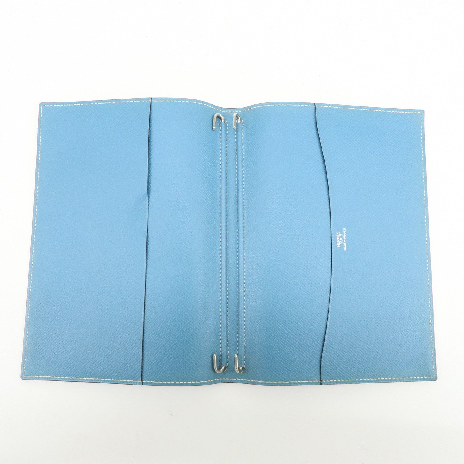 HERMES Globe Trotter Veau Epsom Planner Cover □H Stamped Blue Jean