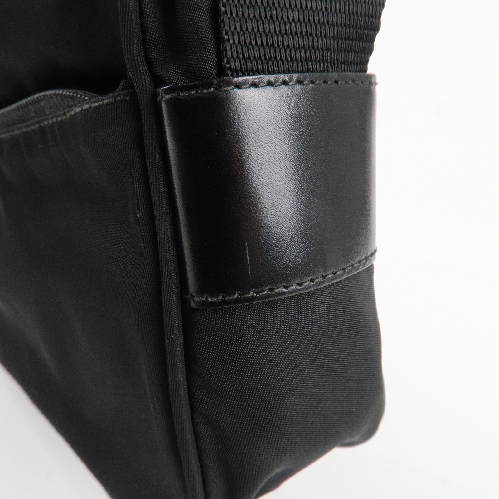 PPRADA Triangle Logo Nylon Leather Shoulder Bag NERO Black BT0166 Used