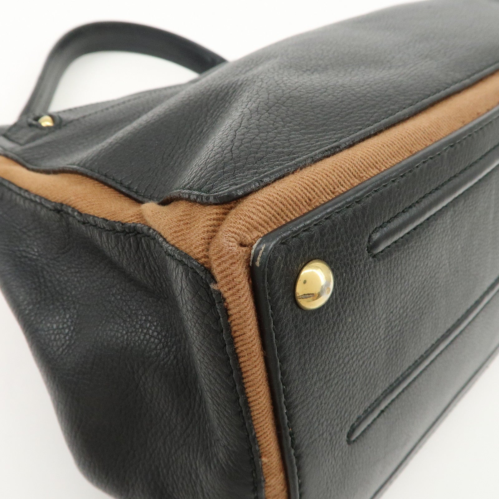 SAINT LAURENT Leather Shoulder Bag Black Brown Gold HDW 229680