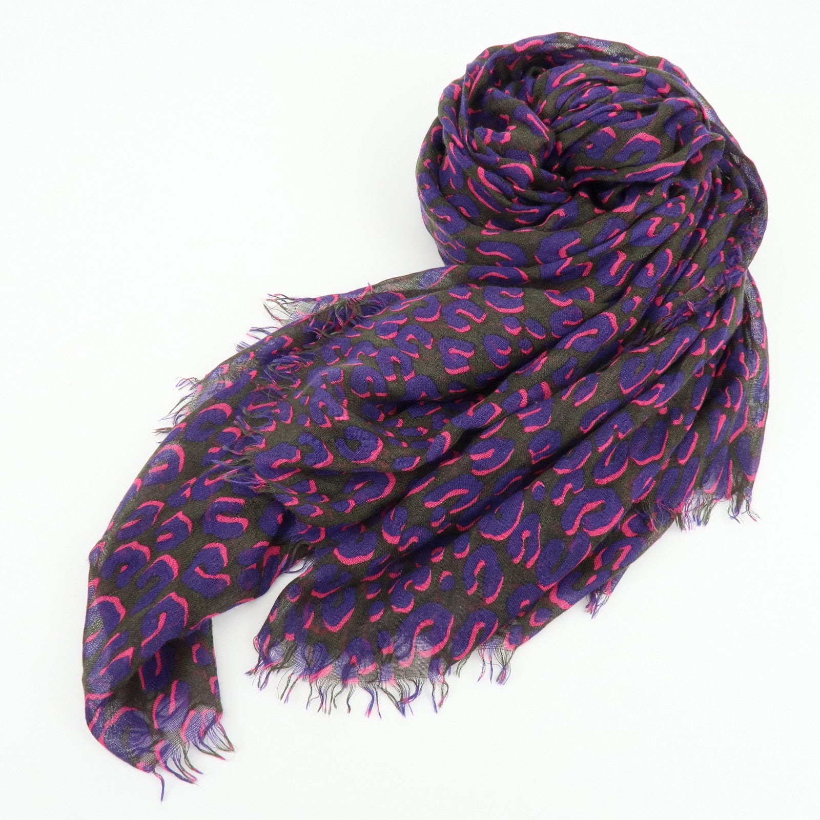 Louis Vuitton Cashmere Silk Scarf Leopard Purple Black 413287