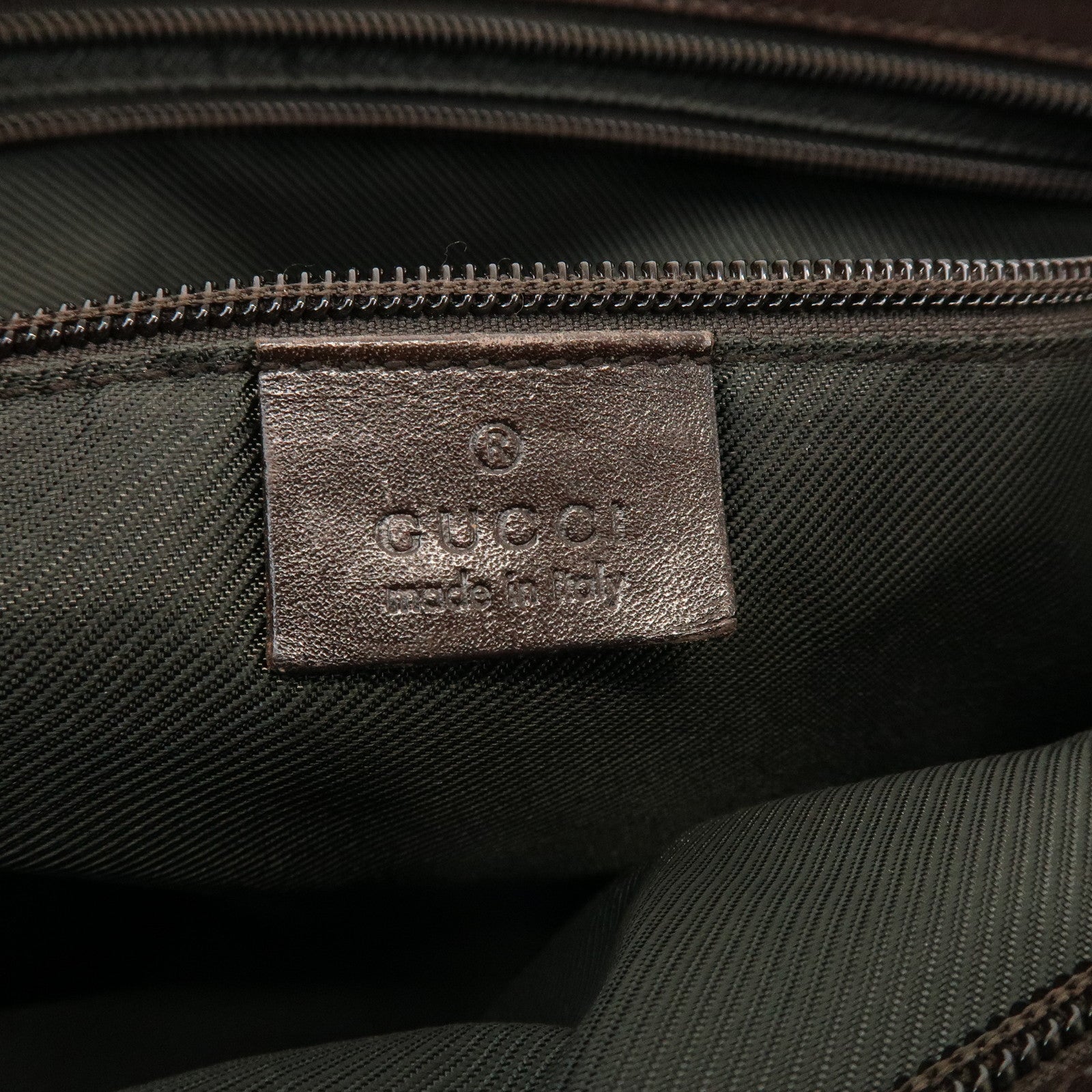 GUCCI GG Canvas Leather Tote Bag Shoulder Bag Dark Brown 34339