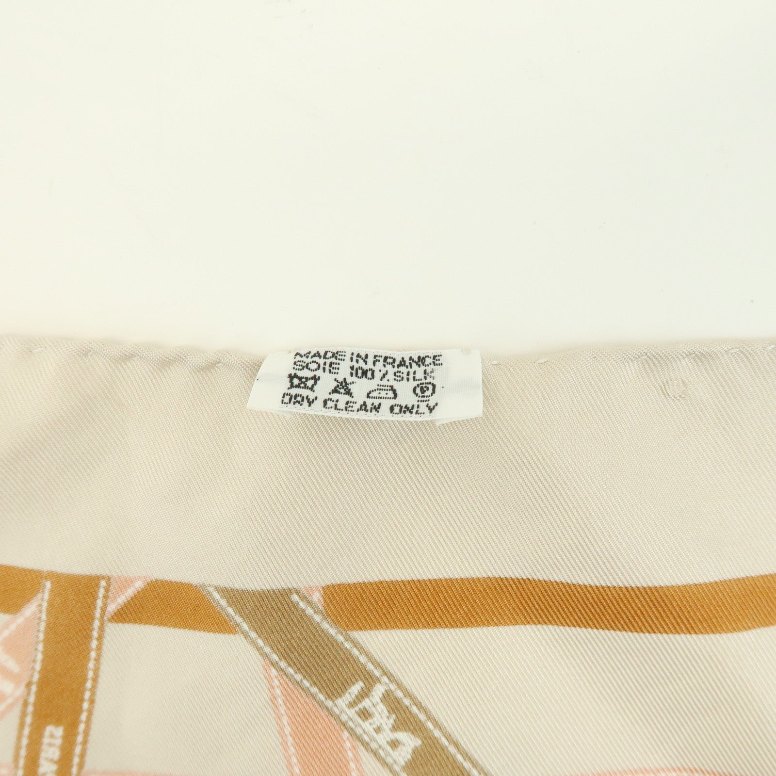 HERMES Pointu Set of 2 Silk 100% Scarf Ribbon Print Orange Beige