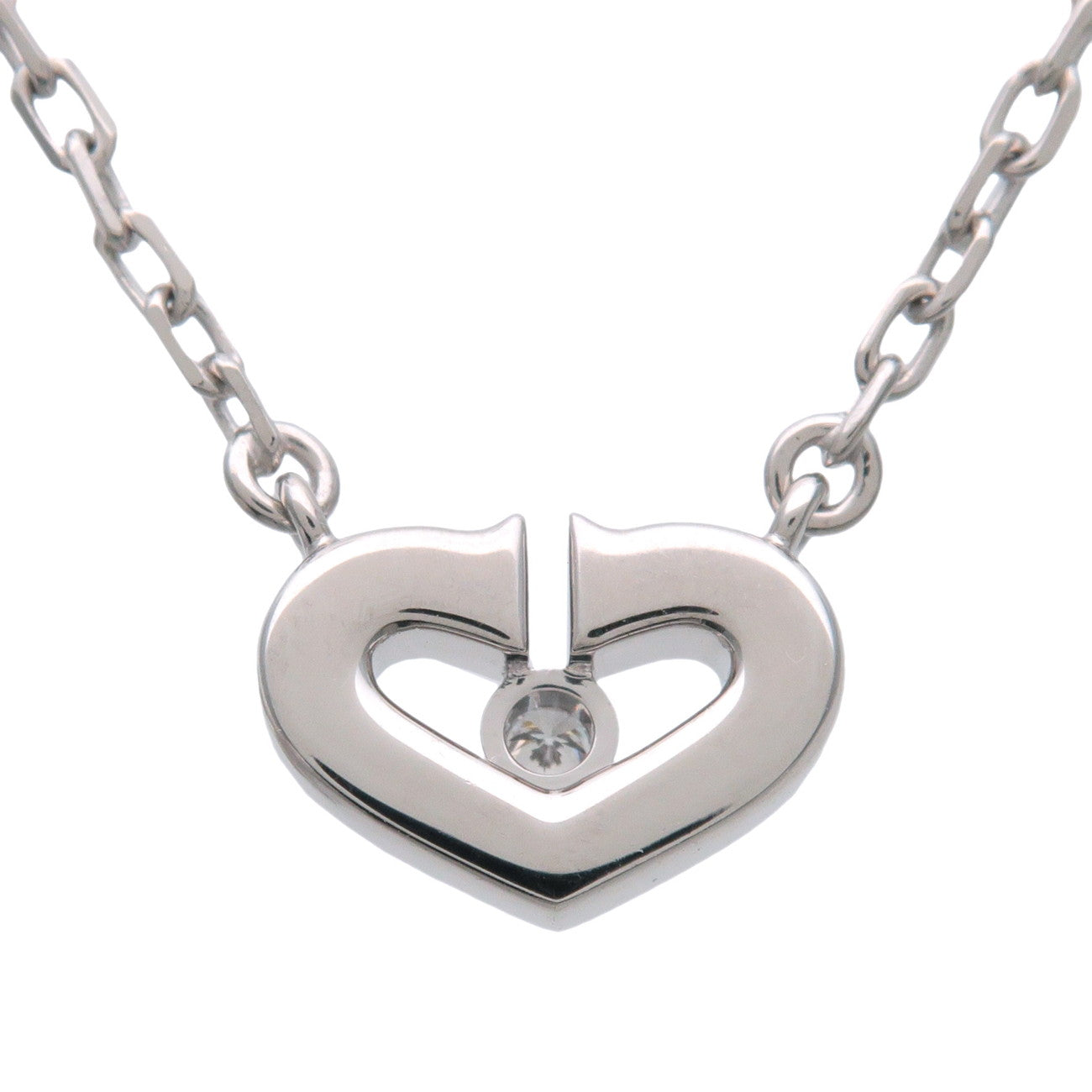 Cartier C Heart Diamond Necklace K18 750WG White Gold