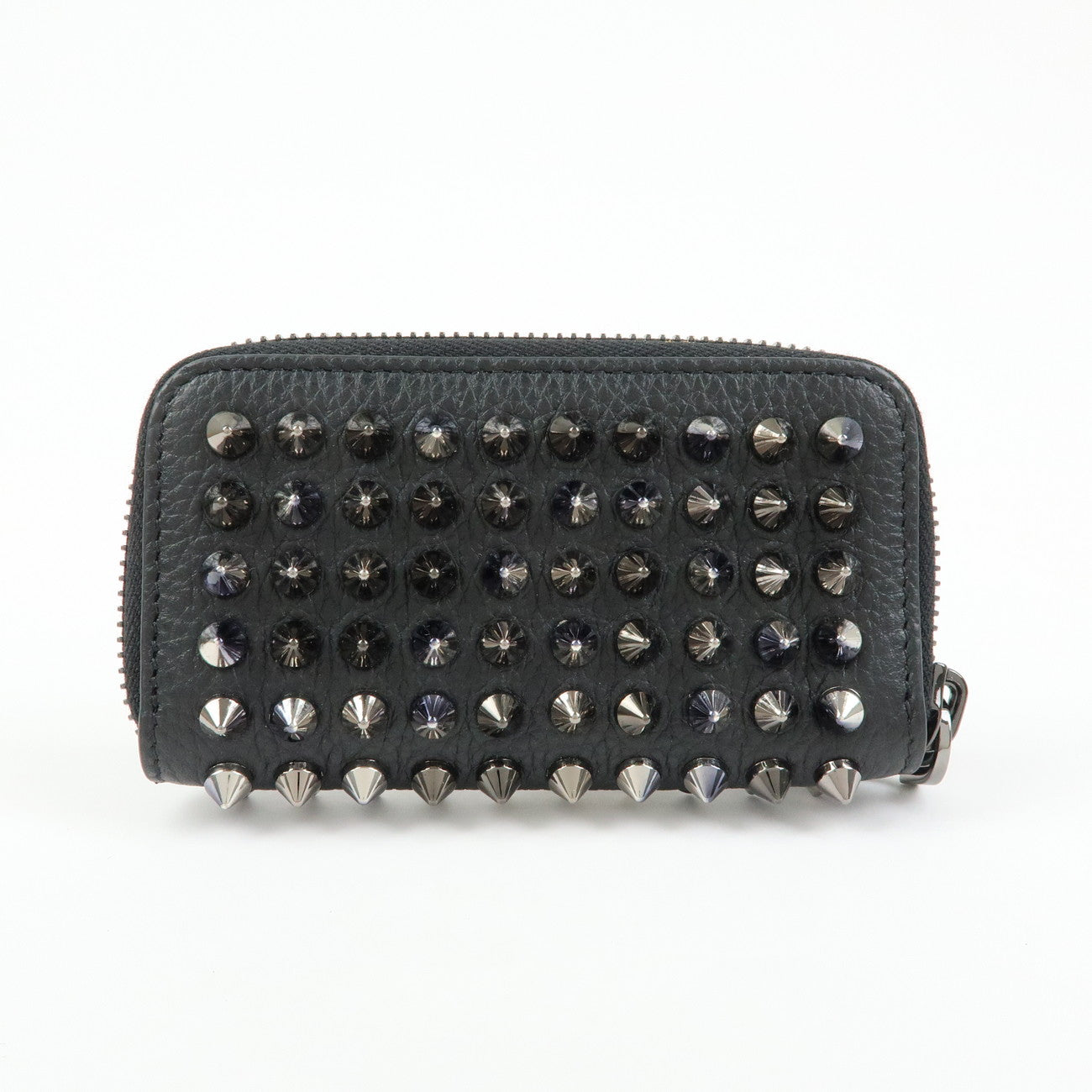 Christian Louboutin Leather Panettone Studs Key Case Black
