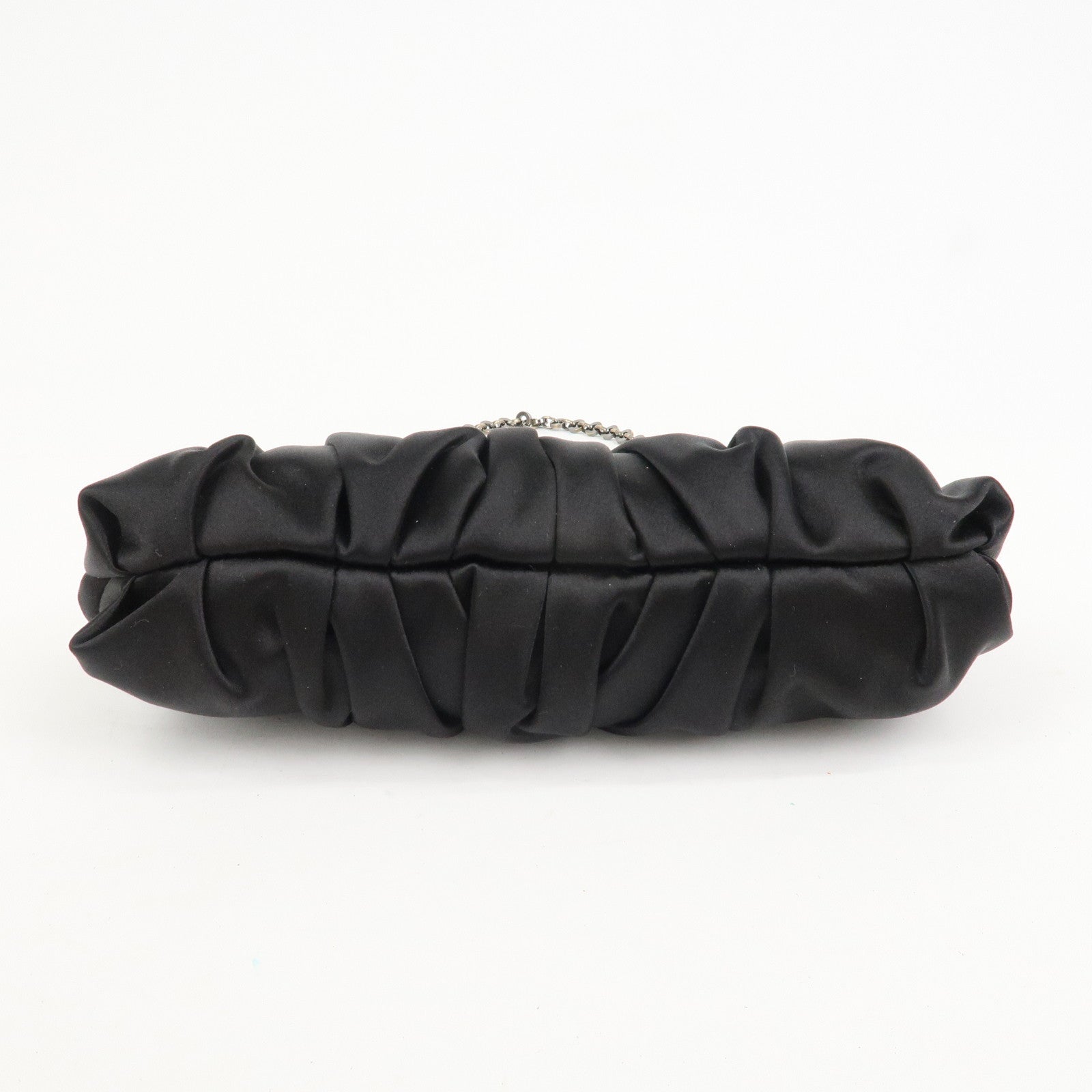 Ferragamo Gancini Satin Chain 2Way Bag Clutch Bag Black