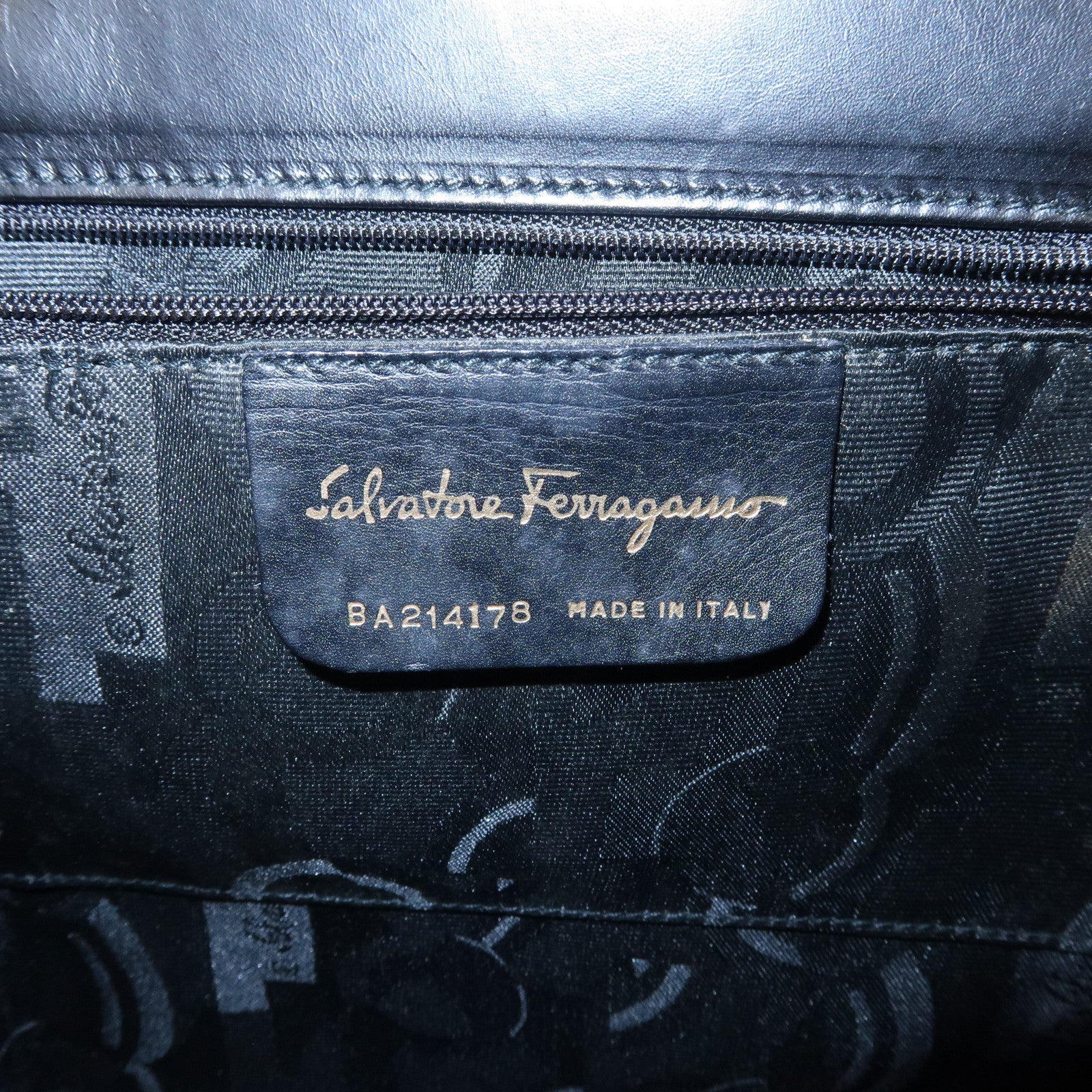 Ferragamo Gancini Leather 2Way Bag Hand Bag Shoulder Bag Black