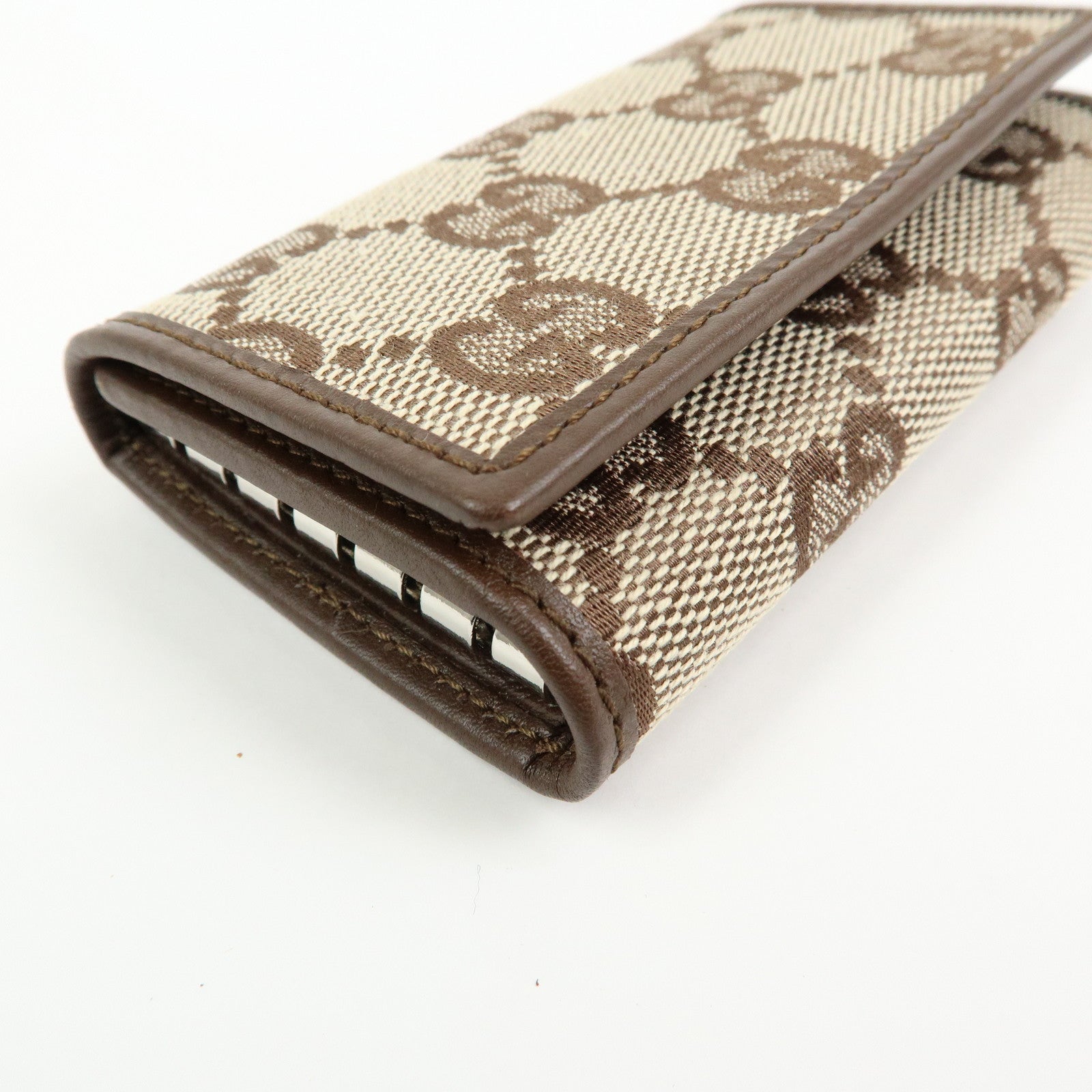 GUCCI GG Canvas Leather 6 Ring Key Case Beige Brown