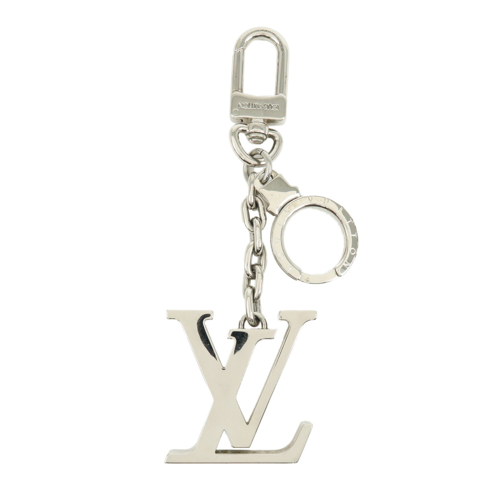 Louis Vuitton Porte Cles Initials LV Metal Bag Charm Silver M65071