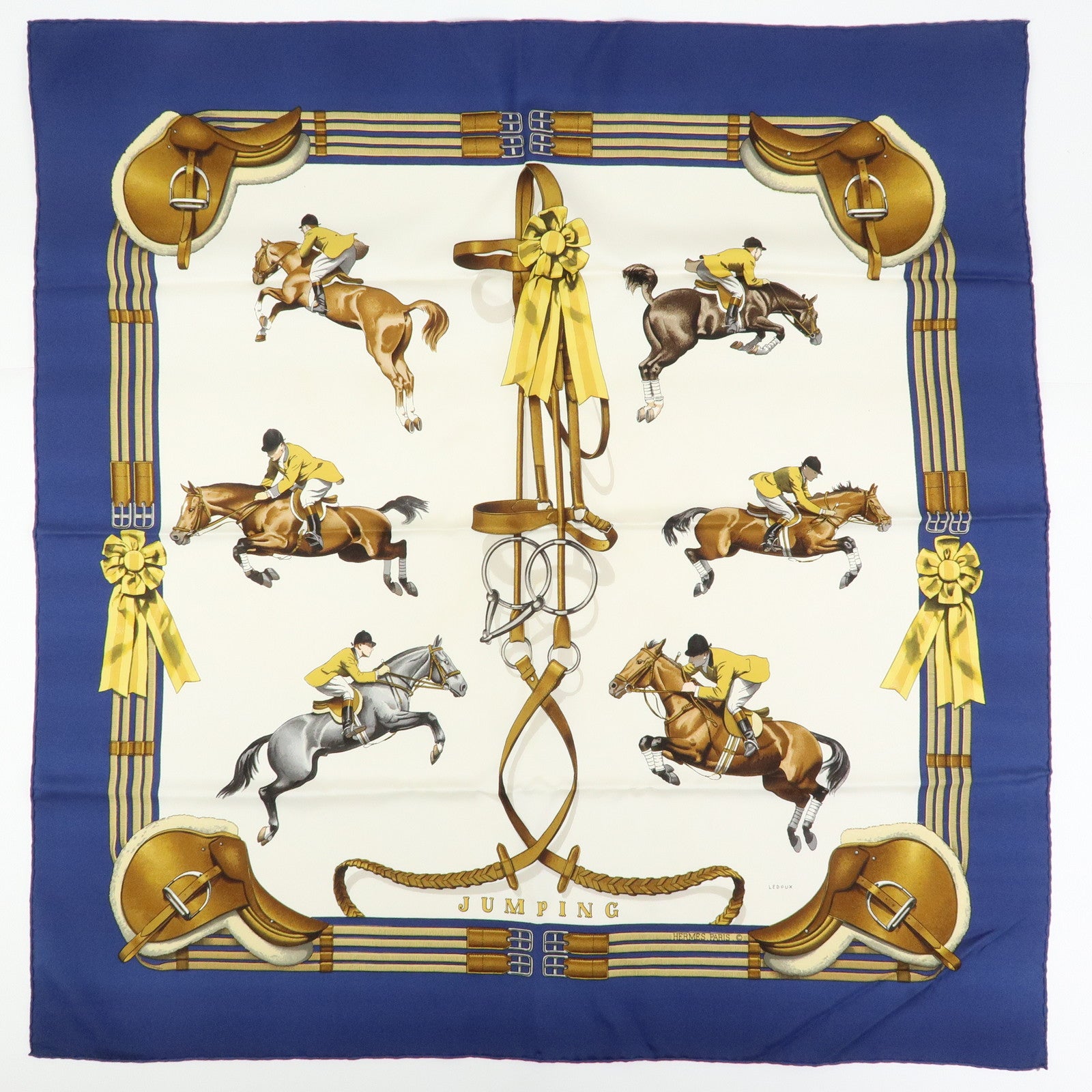 HERMES Carre 90 Set of 2 Silk 100% Scarf BRIDES DE GALA JUMPING