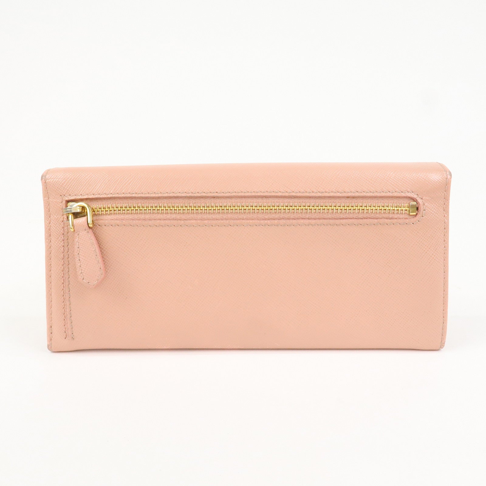 PRADA Logo Saffiano Leather Ribbon Long Wallet Pink 1M1132
