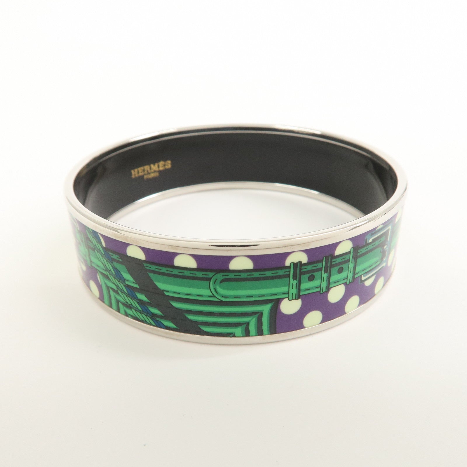 HERMES Email GM Bangle Bracelet Purple Yellow Red