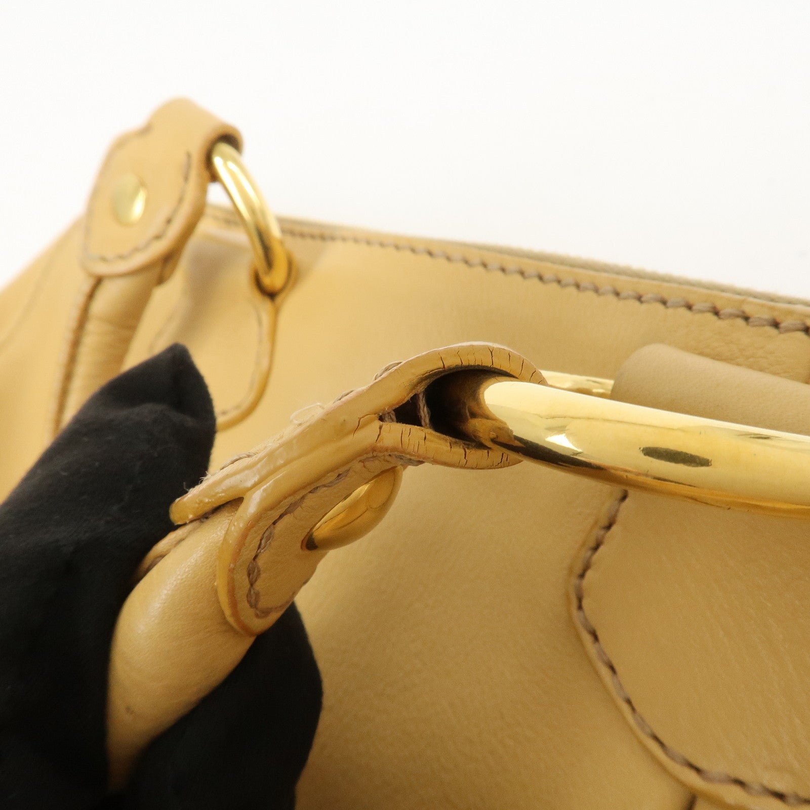 MIU MIU Leather 2Way Shoulder Bag Hand Bag Beige RN0620