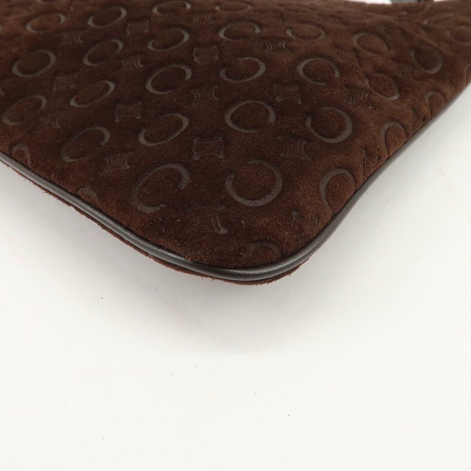 CELINE C Macadam Suede Leather Shoulder Bag Brown