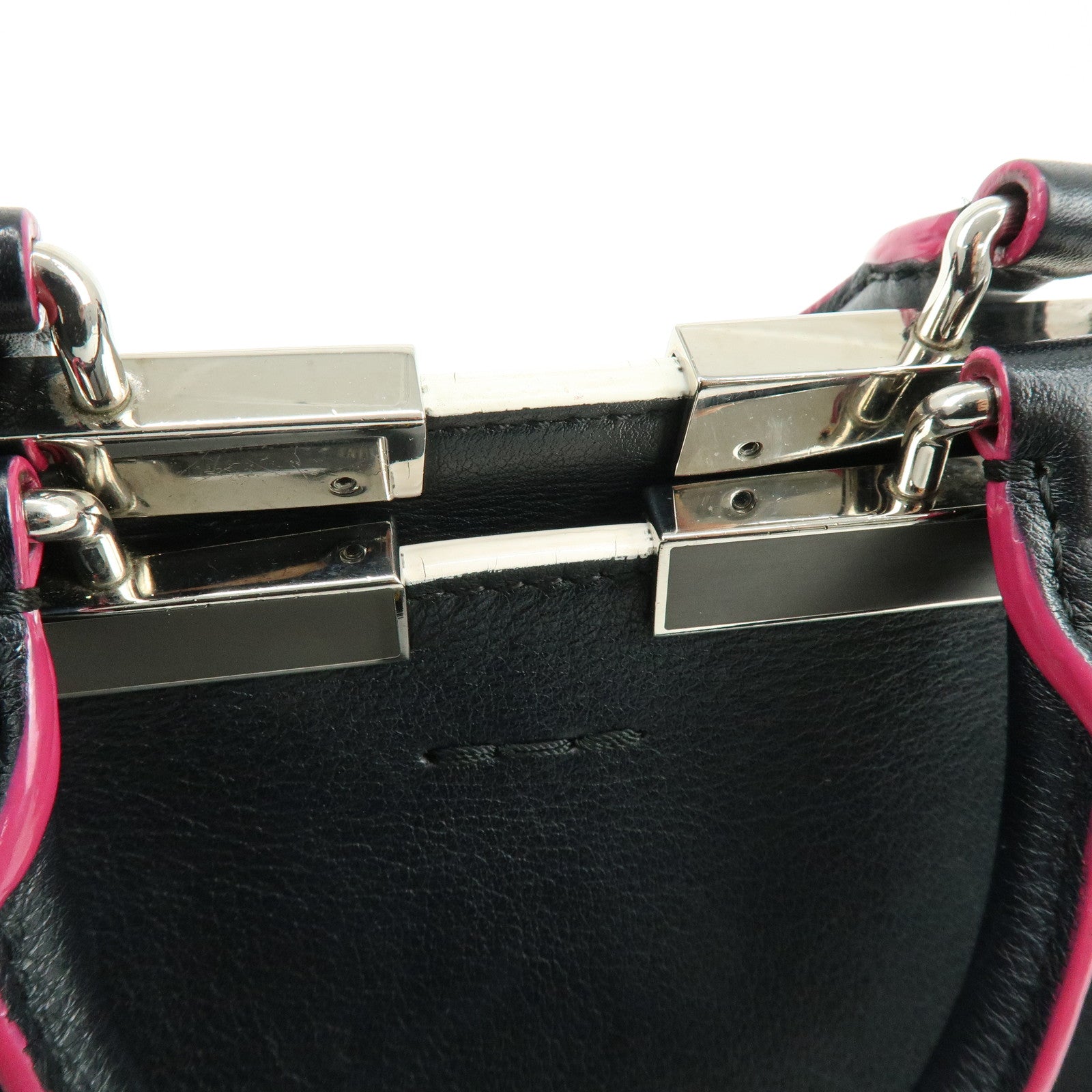 FENDI Trois Jours Leather 2Way Bag Hand Bag Shoulder Bag Black