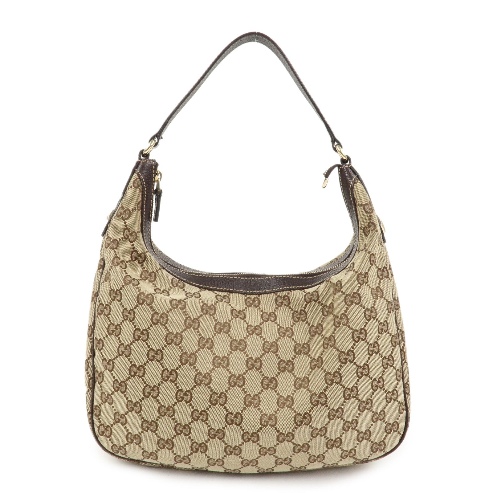 GUCCI GG Canvas Leather Shoulder Bag Hand Bag Beige Brown 153010